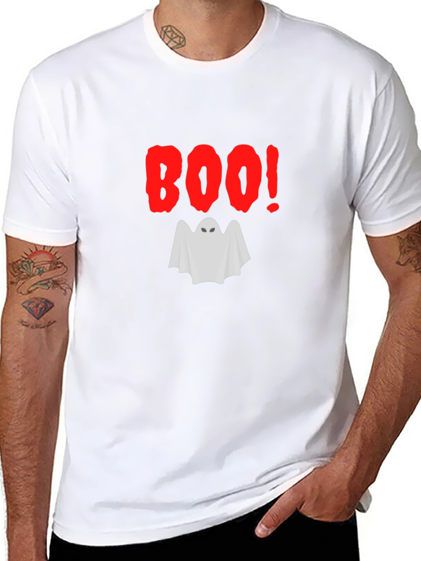 Boo Ghost Halloween Graphic T-Shirt