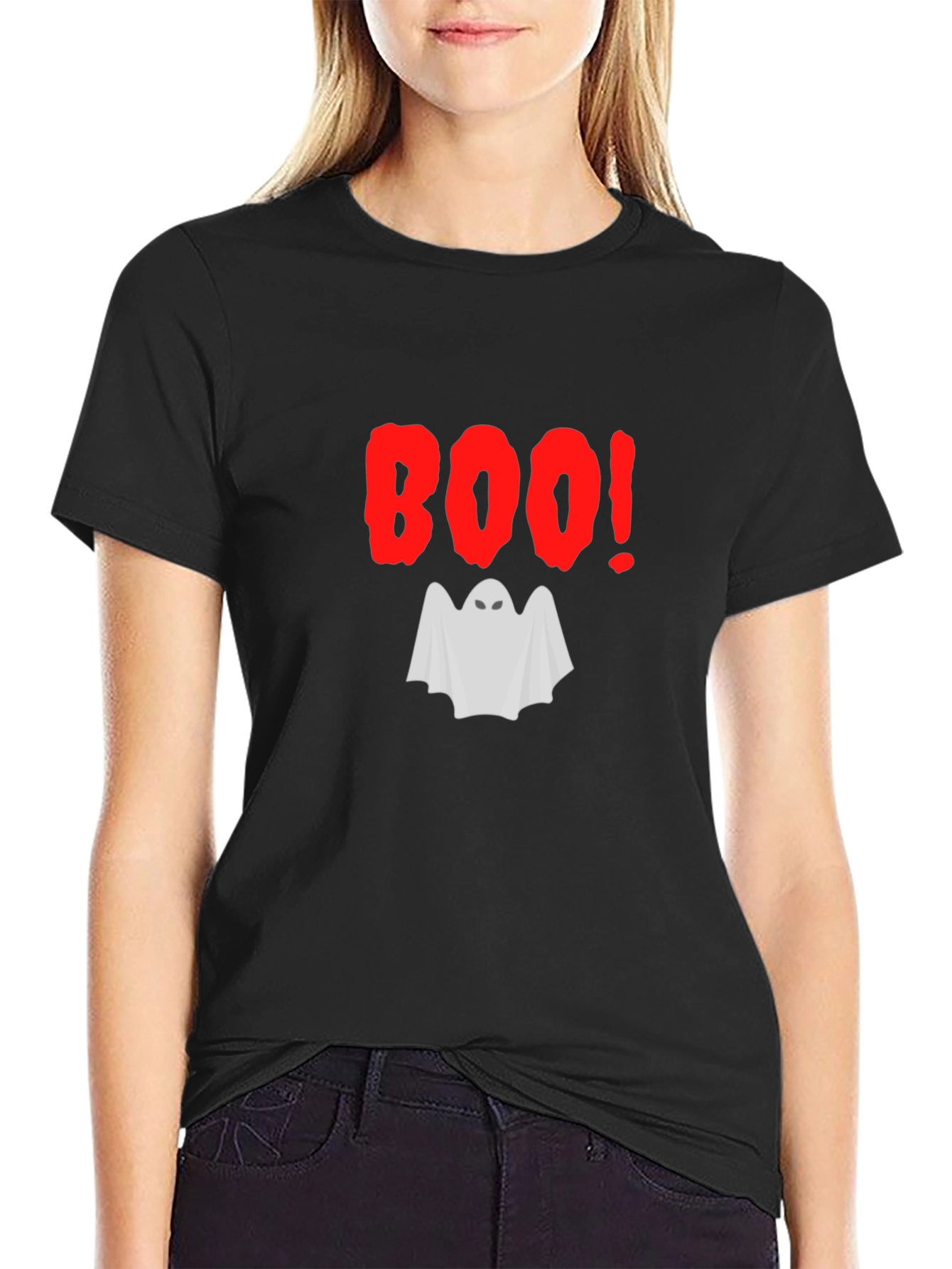 Boo Ghost Halloween Graphic T-Shirt