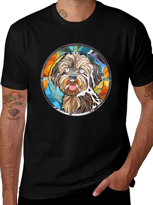 Dog Portrait Stained Glass T-Shirt - Unique Art Tee