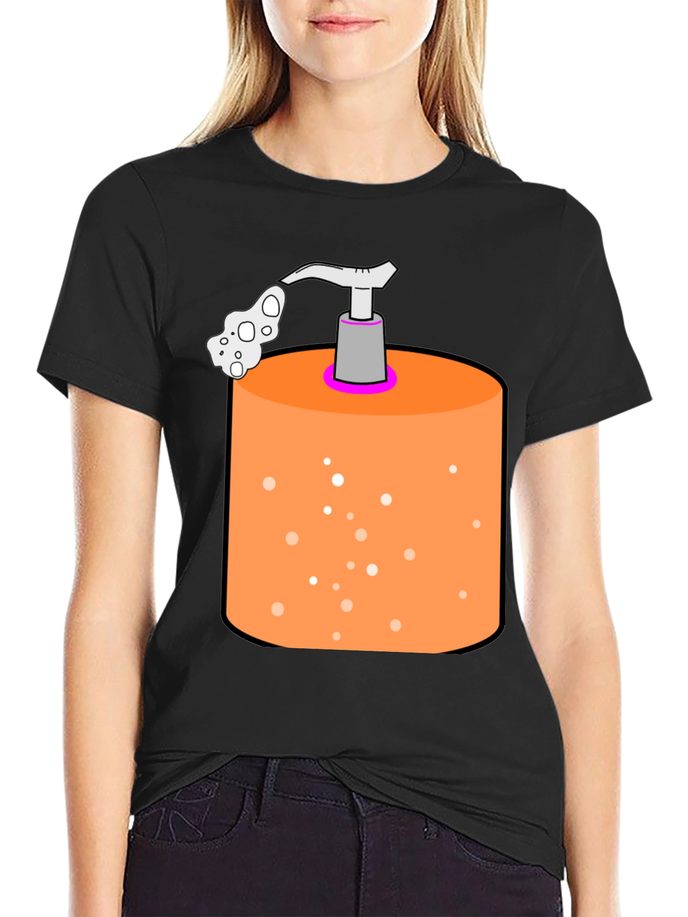 Novelty Soap Dispenser Graphic Tee - Black Cotton Blend