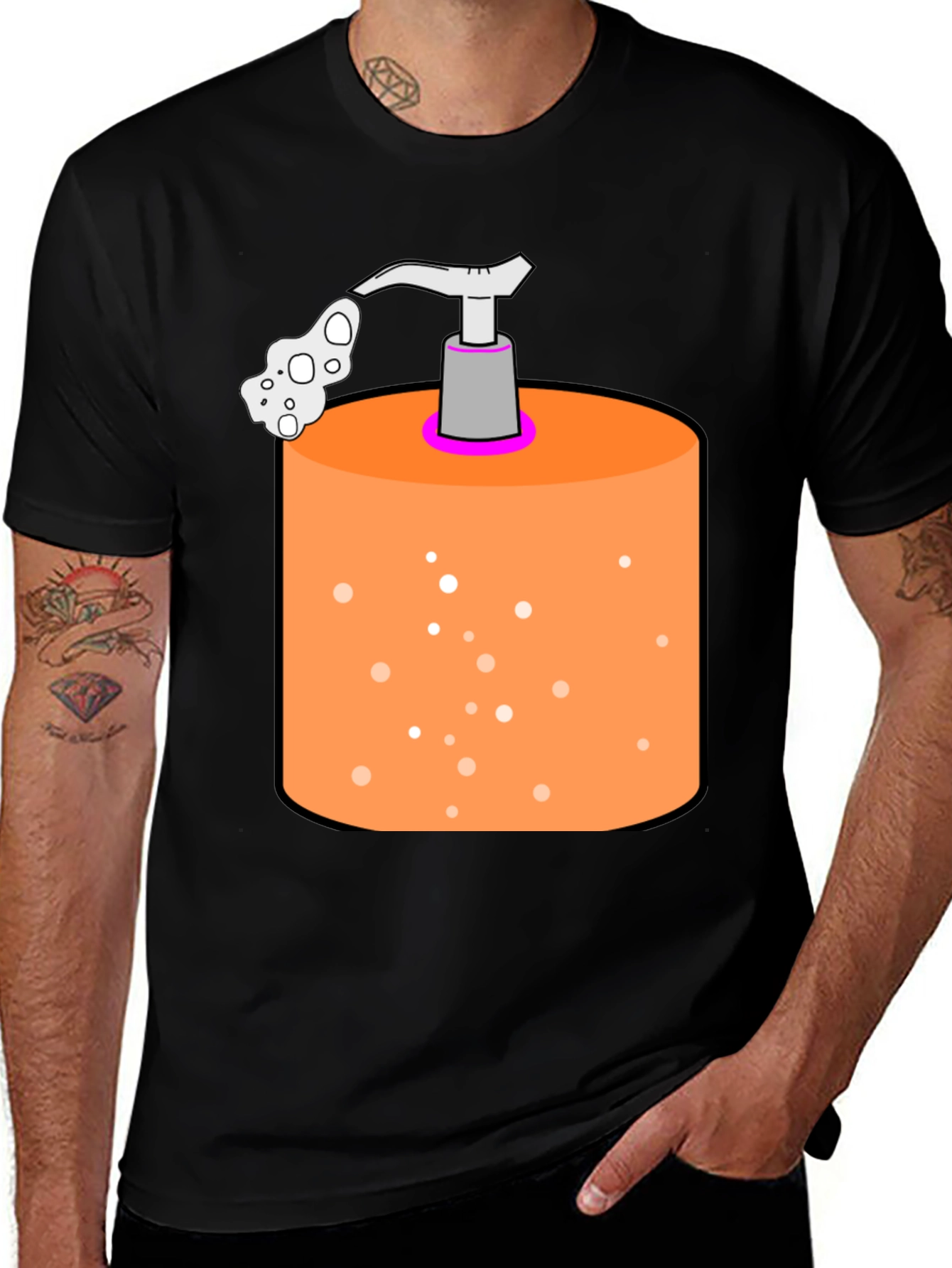 Novelty Soap Dispenser Graphic Tee - Black Cotton Blend