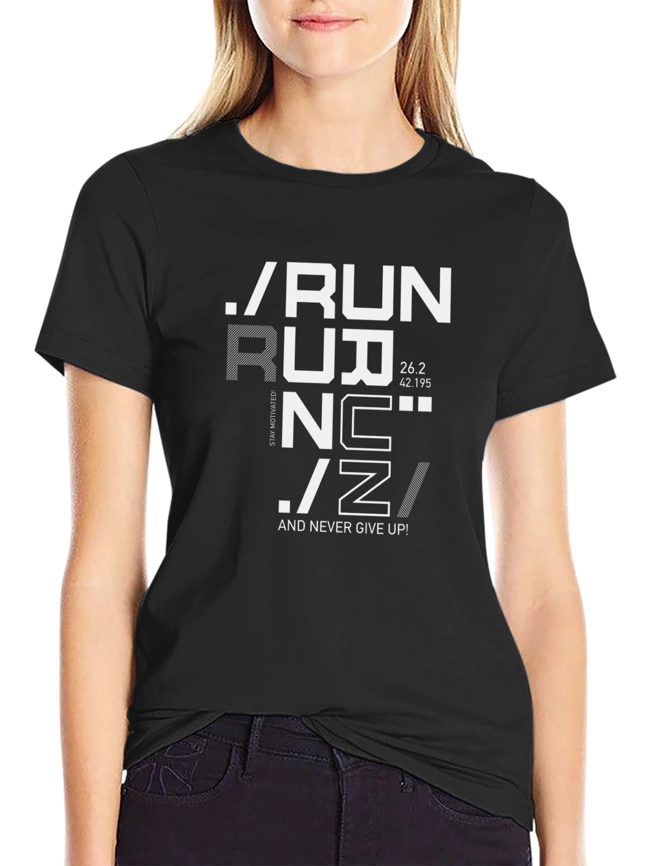 Motivational Running Graphic Tee - Never Give Up!