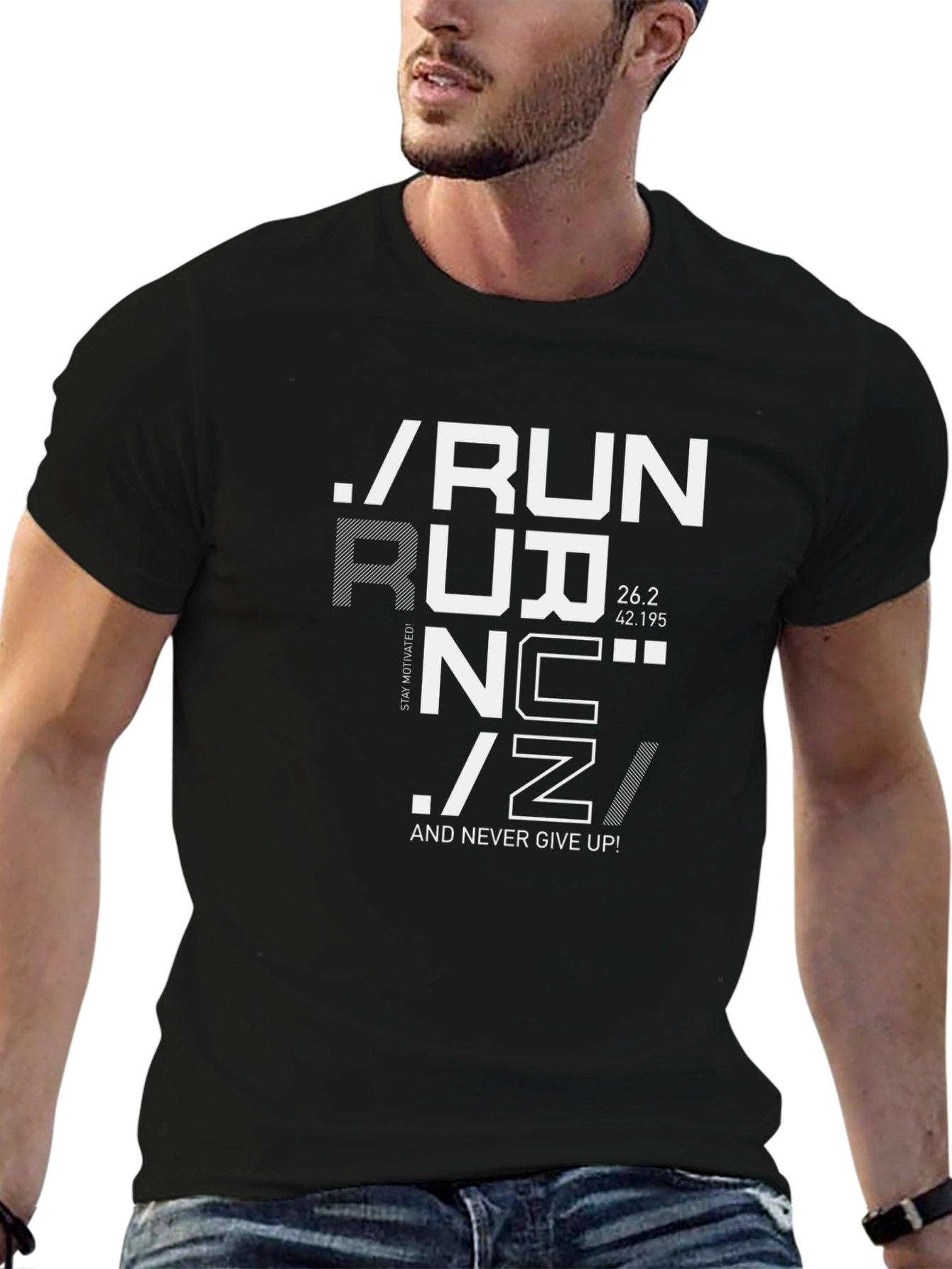 Motivational Running Graphic Tee - Never Give Up!