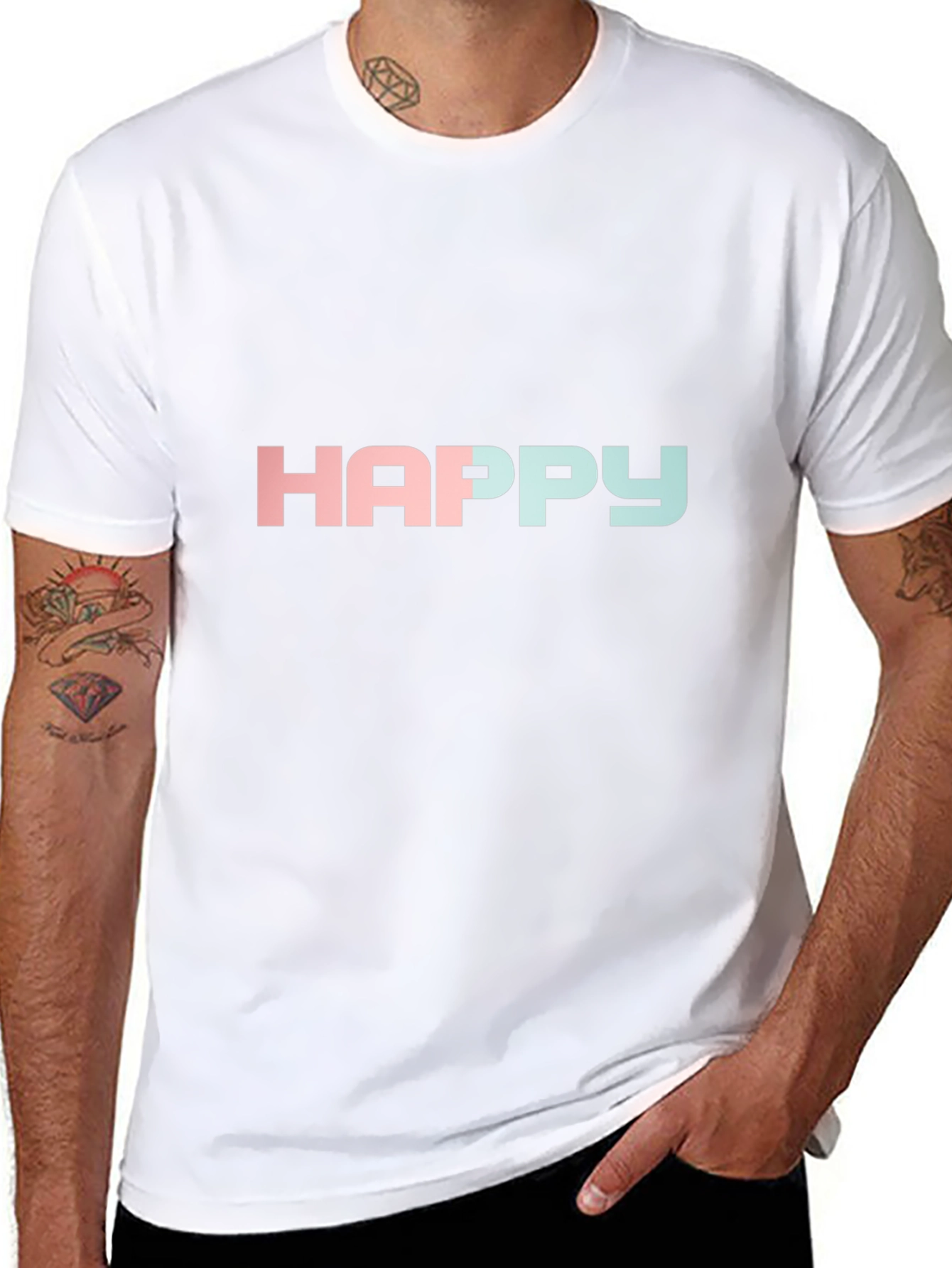 Happy Gradient T-Shirt - Black Crew Neck Tee