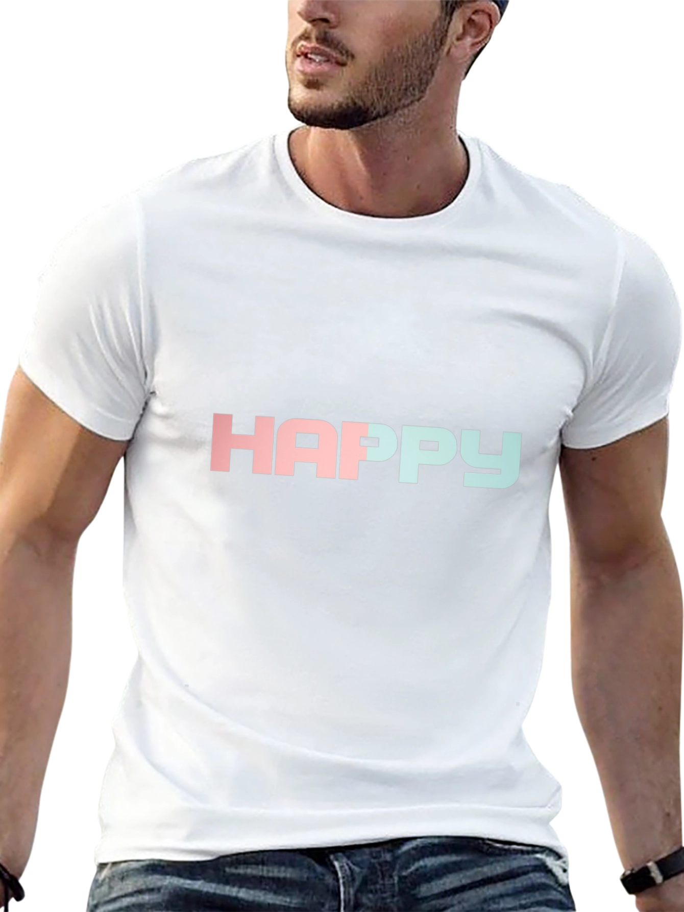 Happy Gradient T-Shirt - Black Crew Neck Tee
