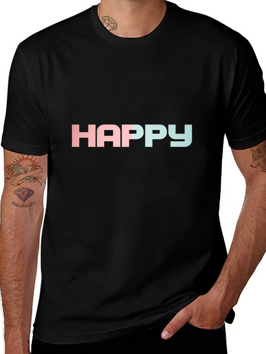 Happy Gradient T-Shirt - Black Crew Neck Tee