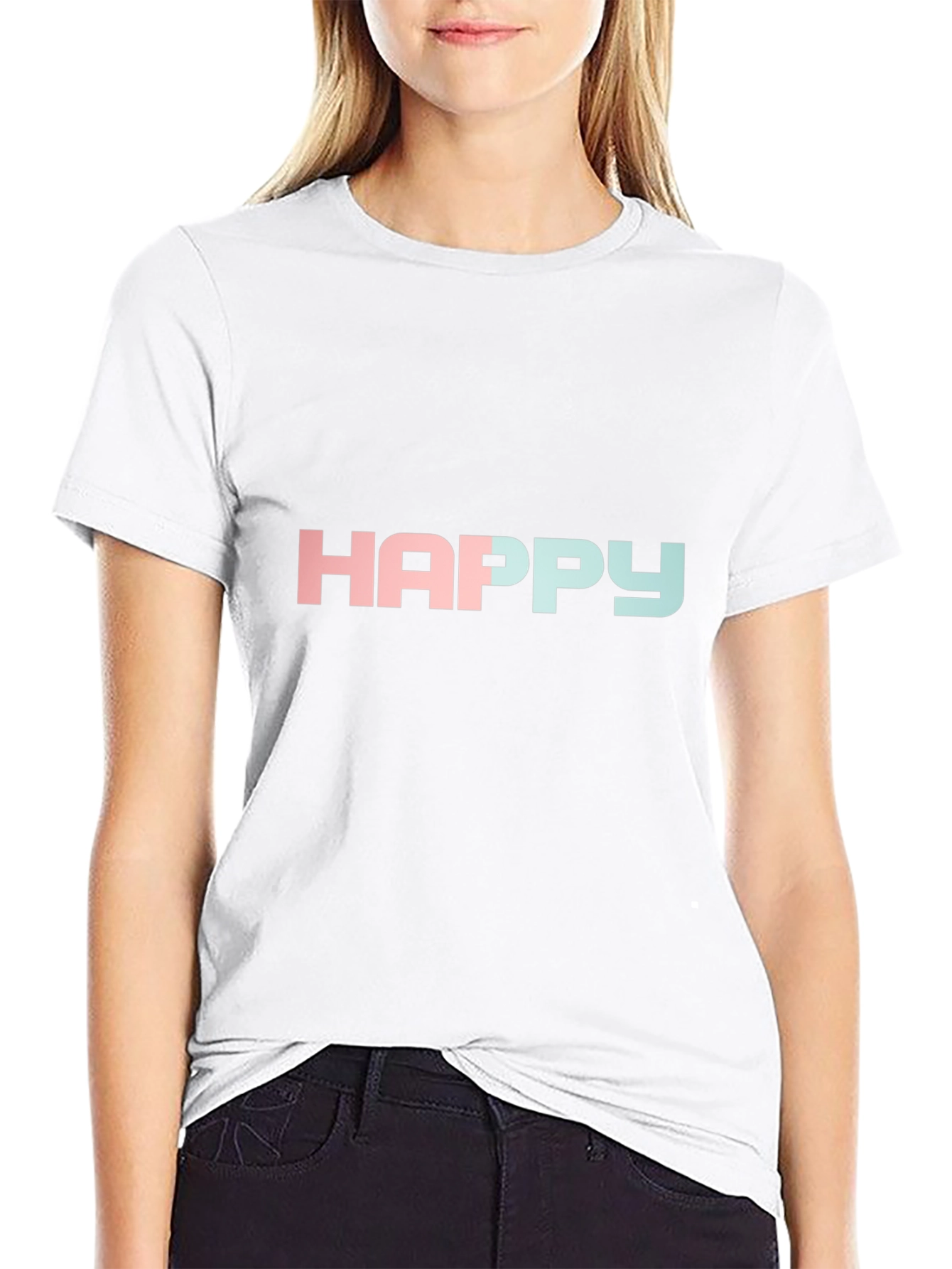Happy Gradient T-Shirt - Black Crew Neck Tee