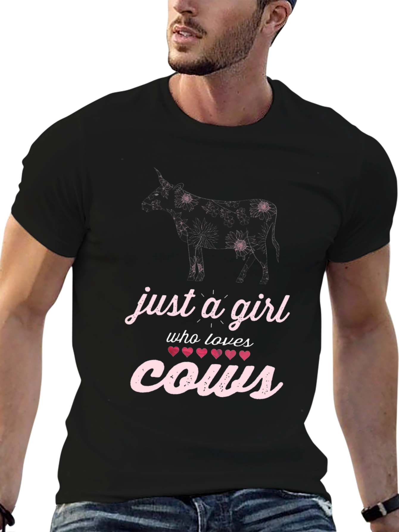 Just a Girl Who Loves Cows Black T-Shirt