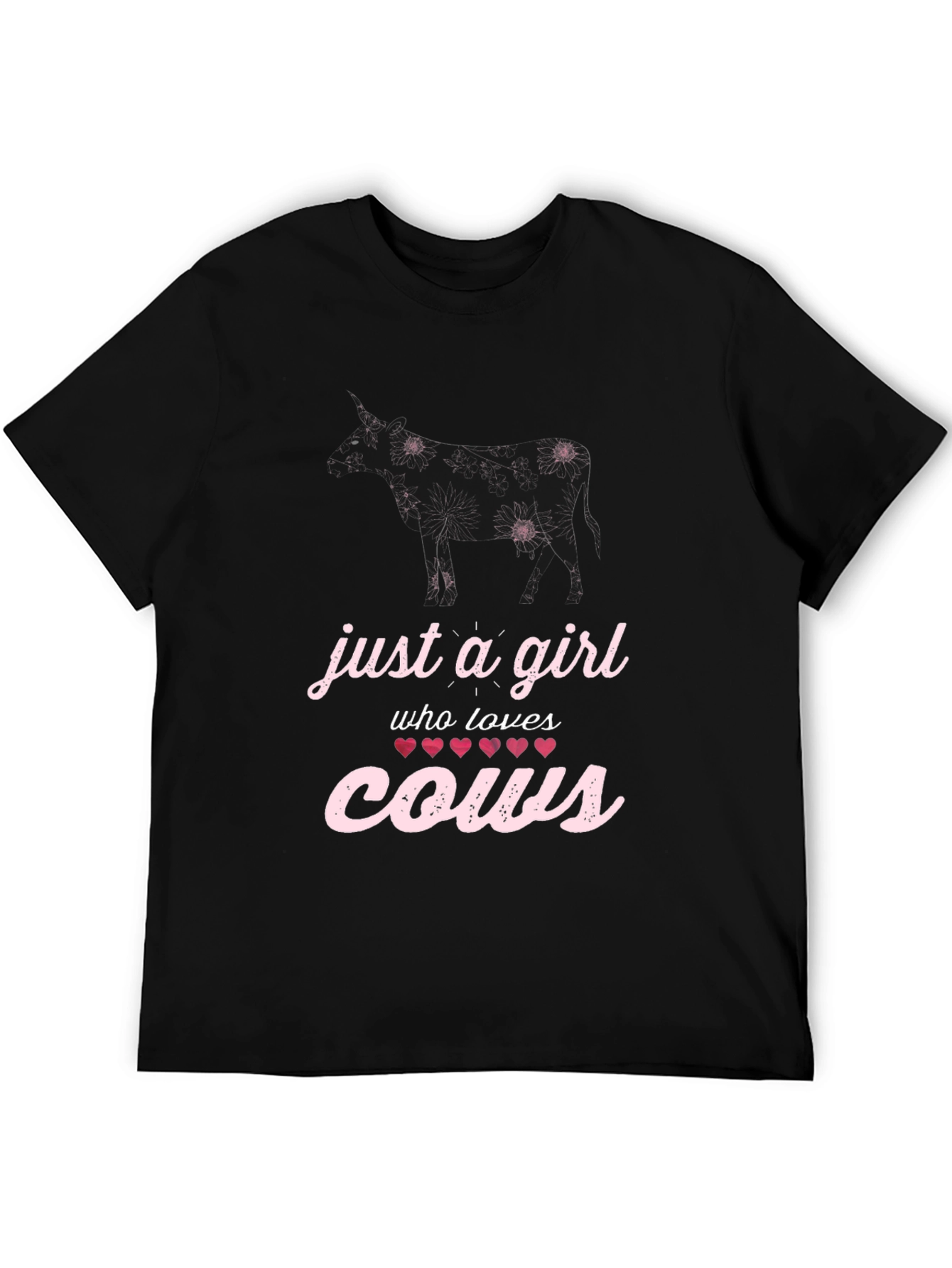 Just a Girl Who Loves Cows Black T-Shirt