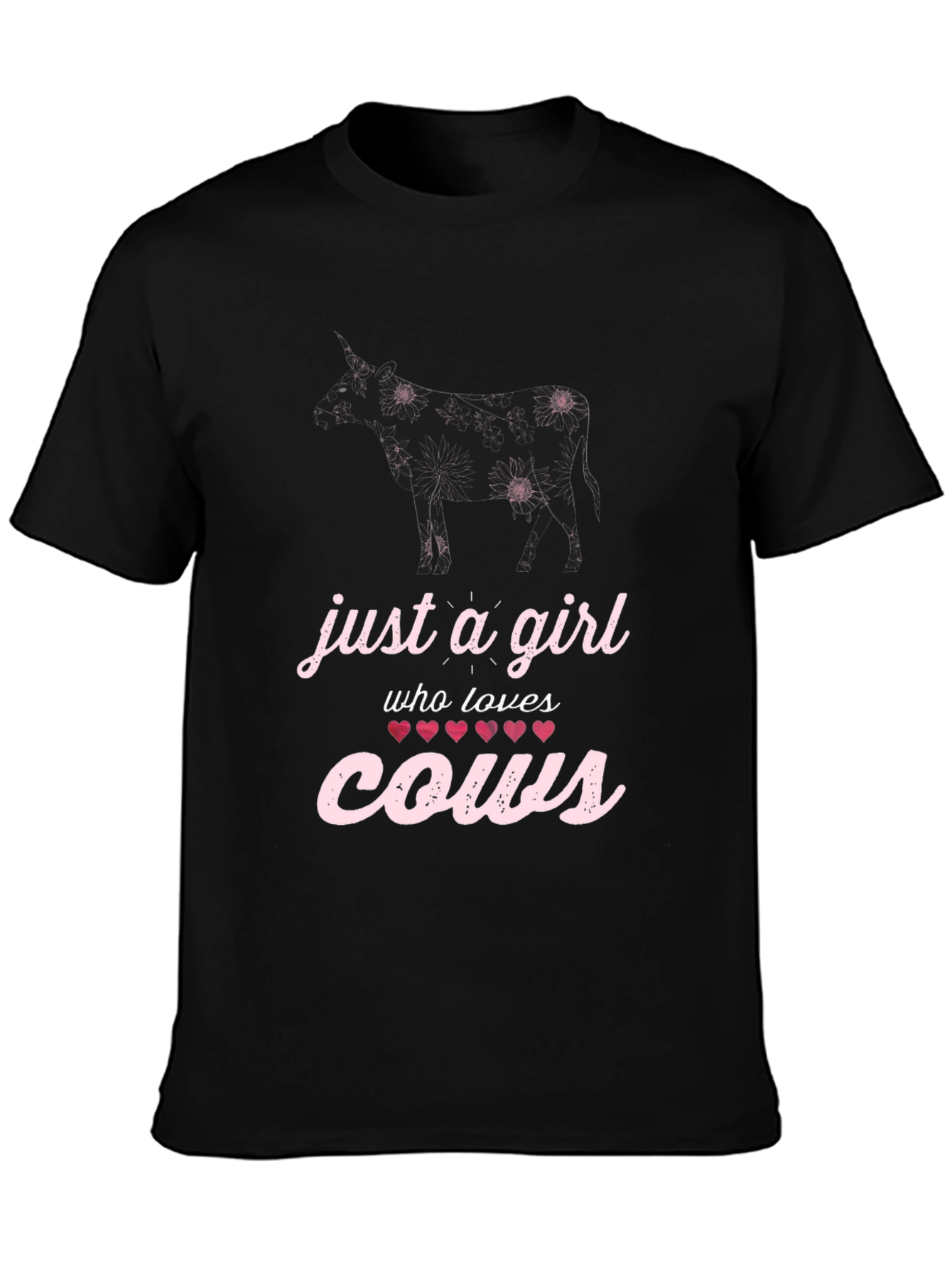 Just a Girl Who Loves Cows Black T-Shirt