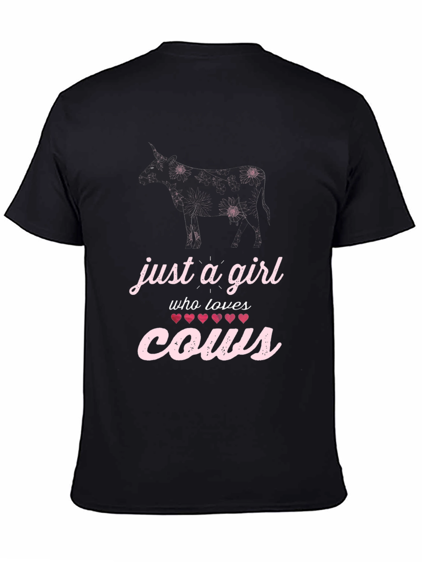 Just a Girl Who Loves Cows Black T-Shirt