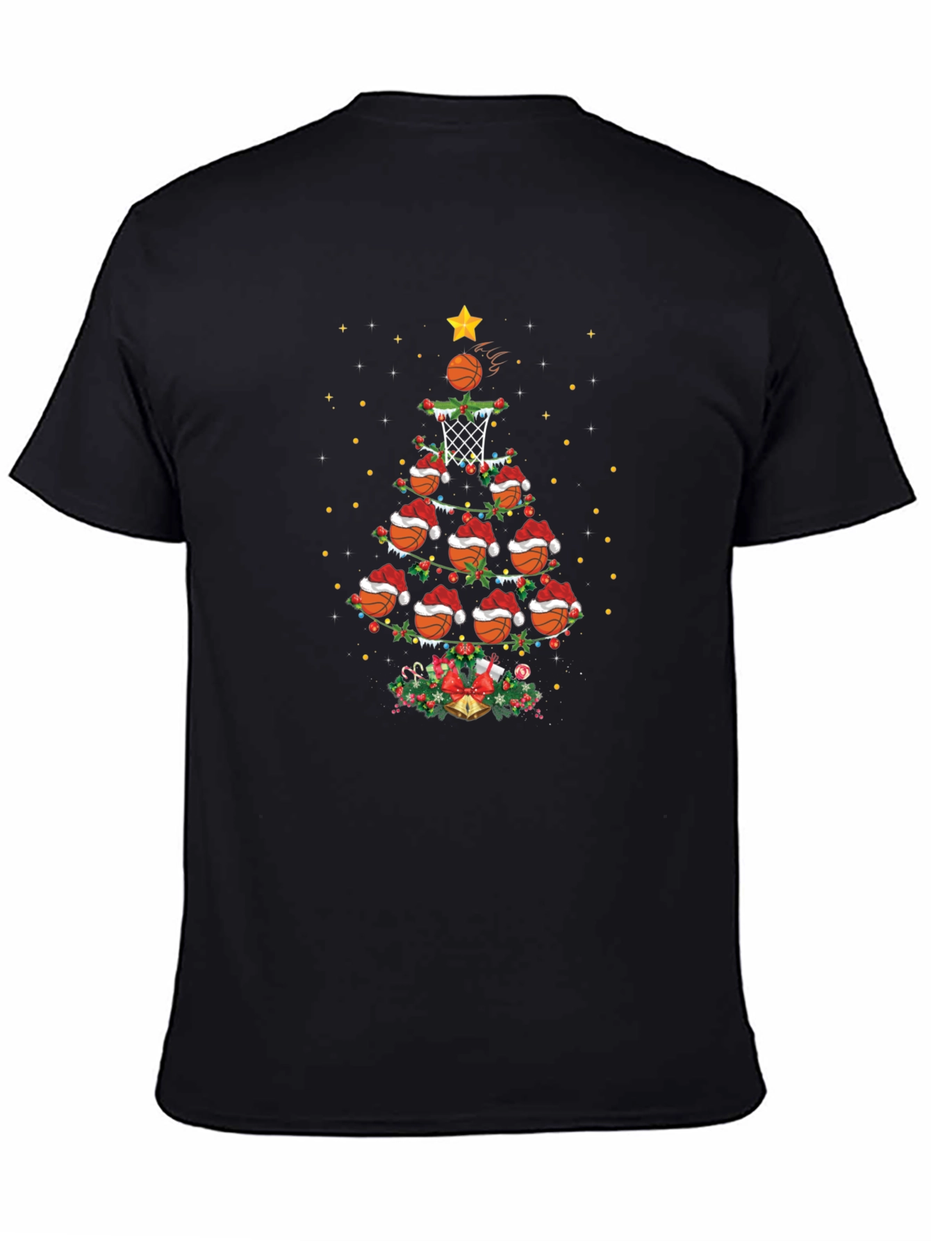 Basketball Christmas Tree Graphic T-Shirt