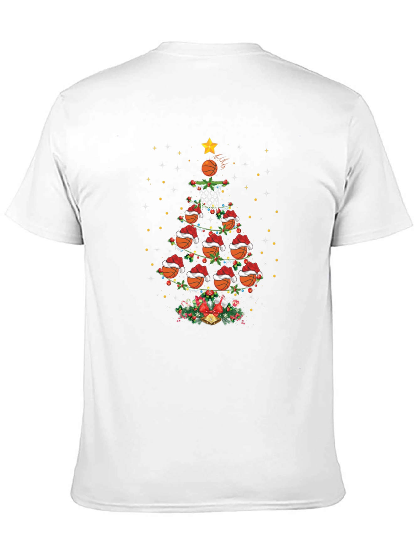 Basketball Christmas Tree Graphic T-Shirt