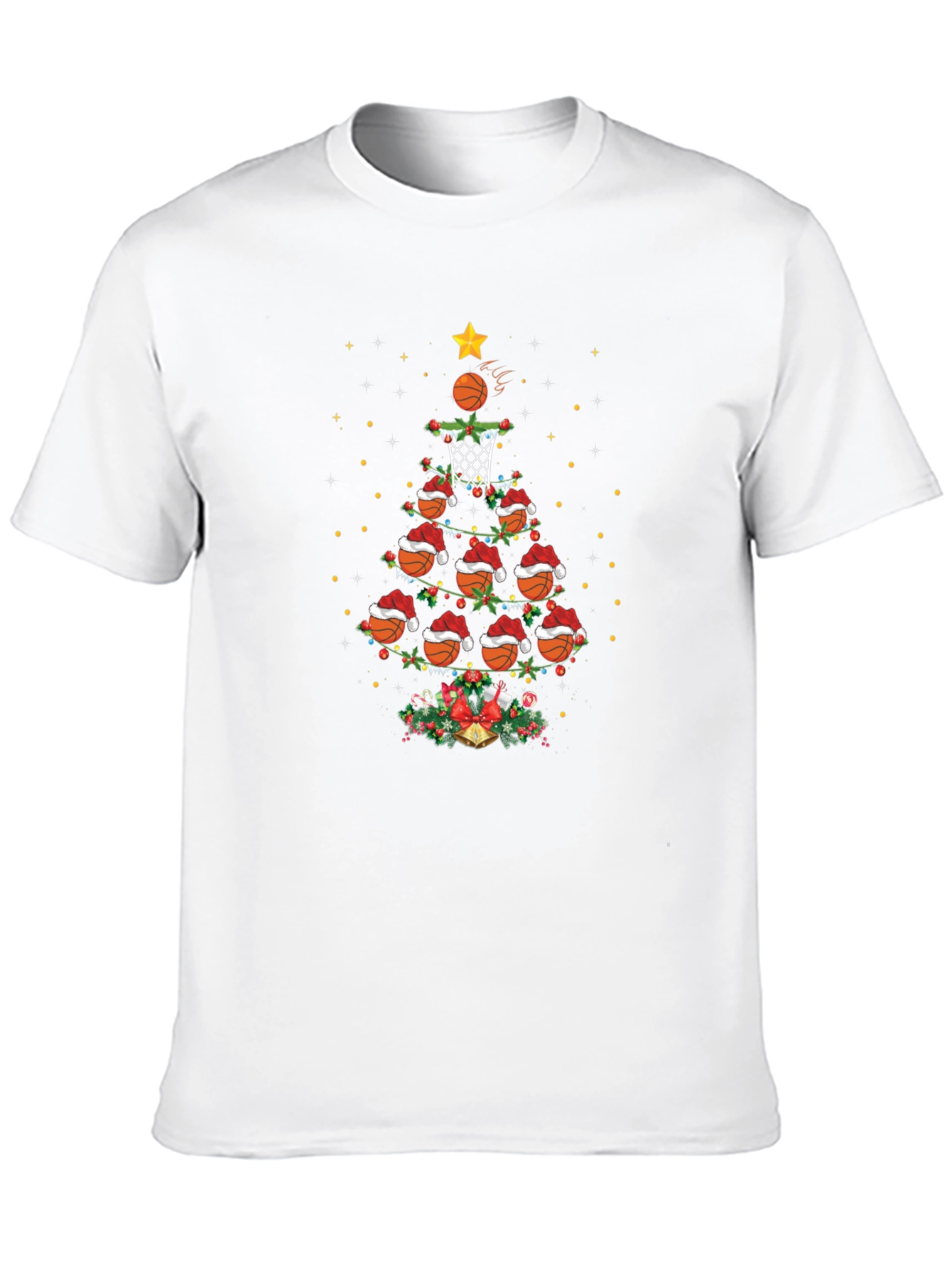 Basketball Christmas Tree Graphic T-Shirt