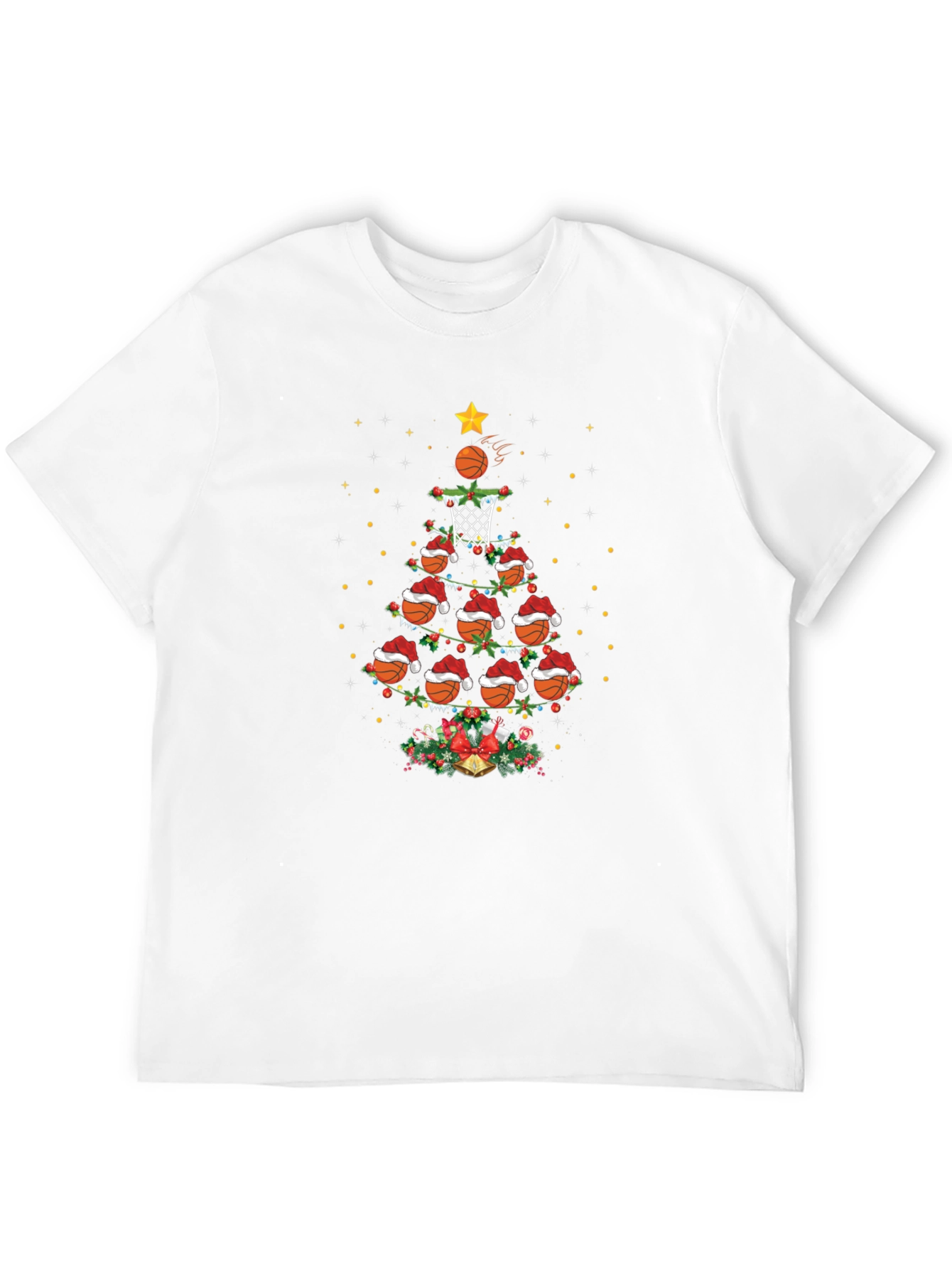 Basketball Christmas Tree Graphic T-Shirt