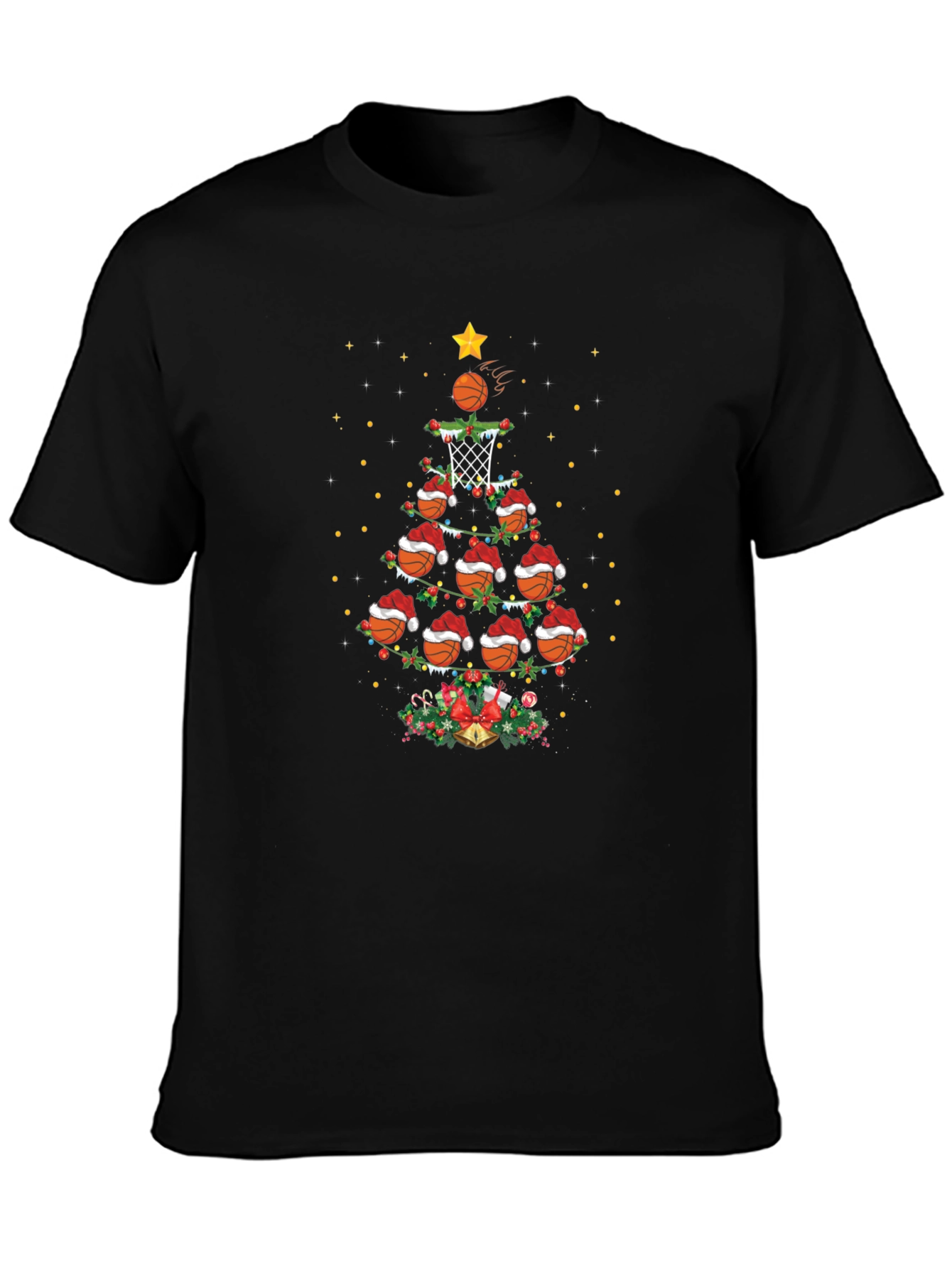 Basketball Christmas Tree Graphic T-Shirt