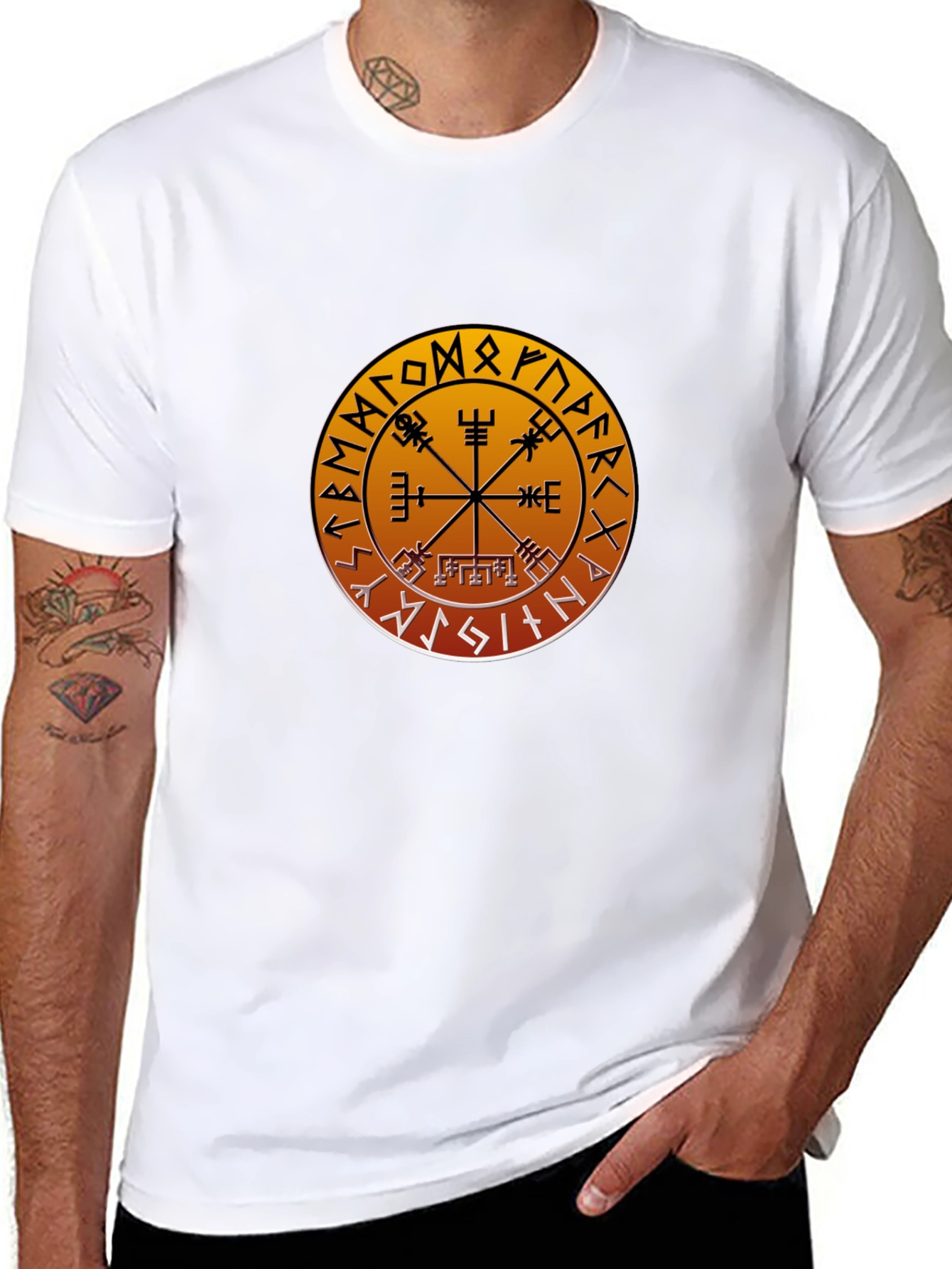 Vegvisir Compass T-Shirt - Norse Viking Runes Design