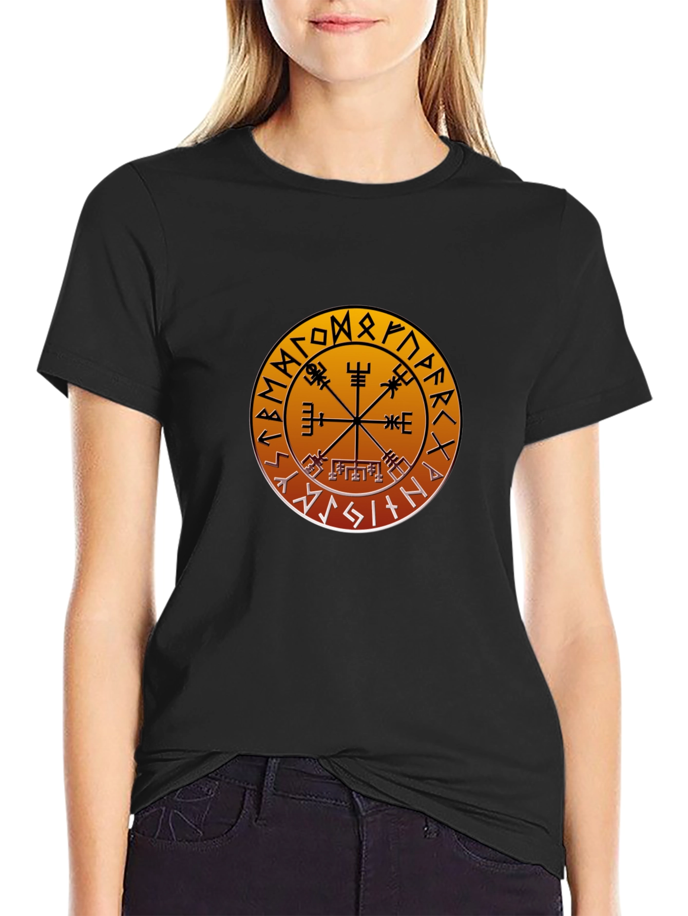 Vegvisir Compass T-Shirt - Norse Viking Runes Design