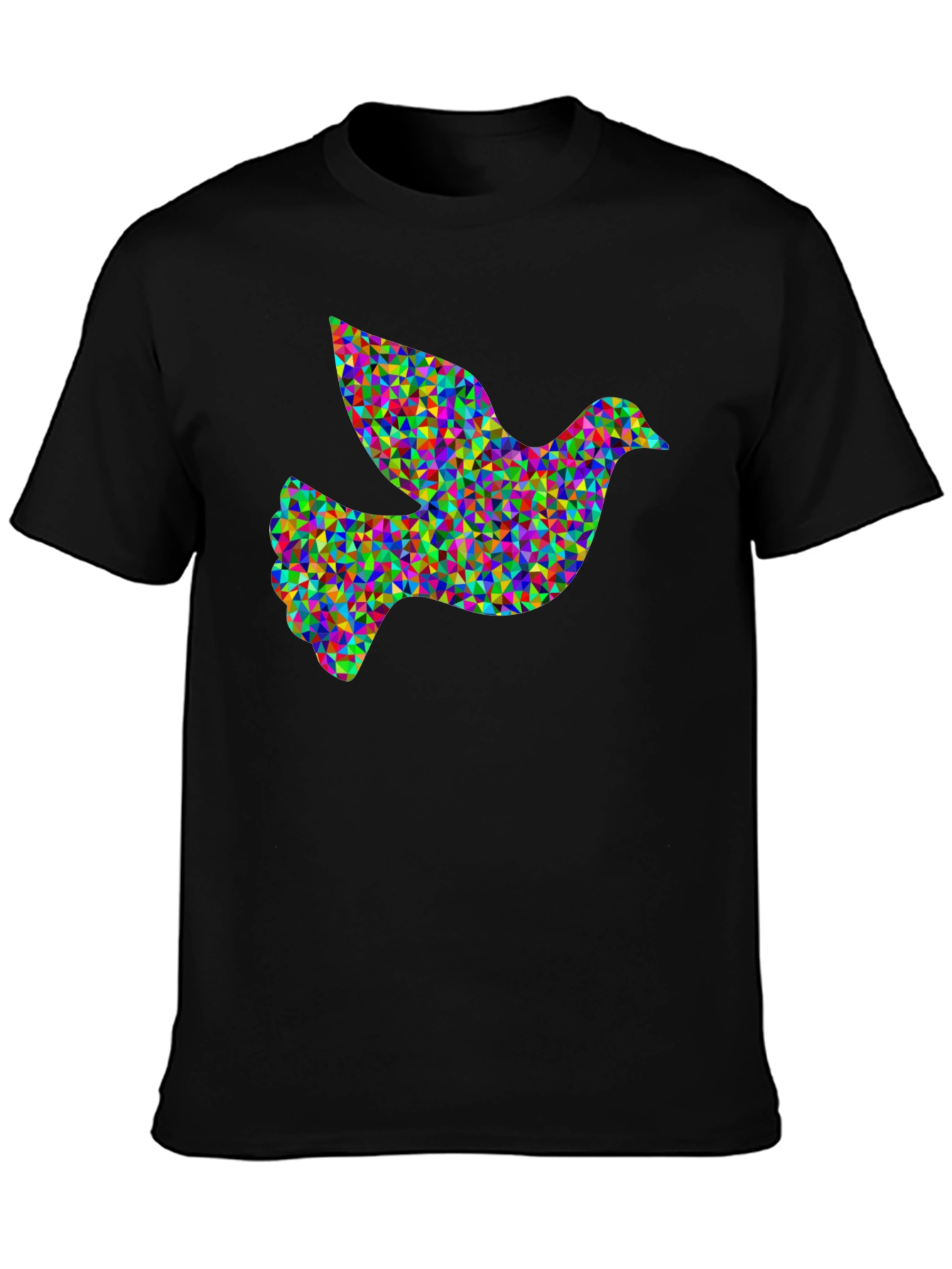 Geometric Dove Graphic Black T-Shirt