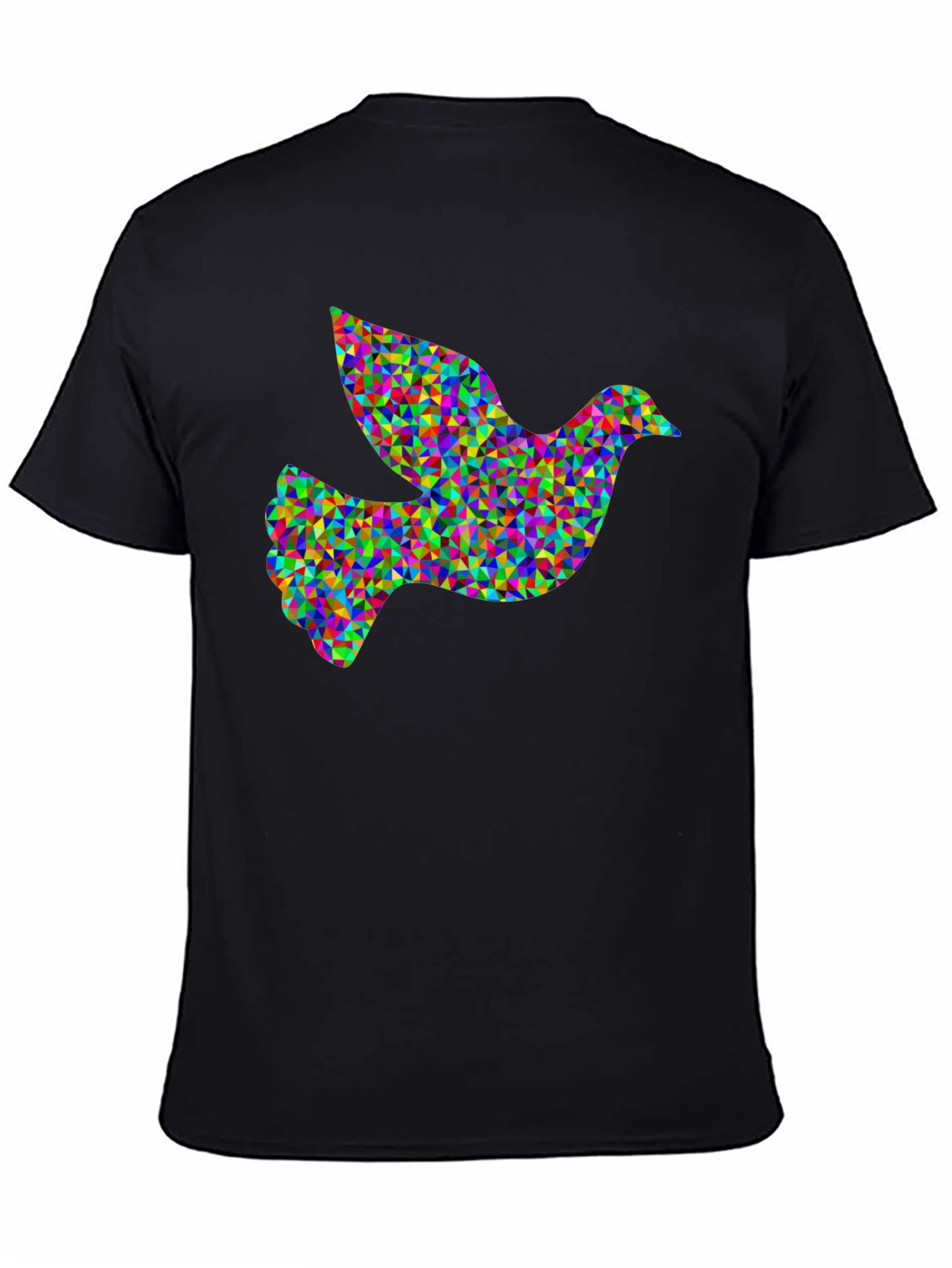 Geometric Dove Graphic Black T-Shirt