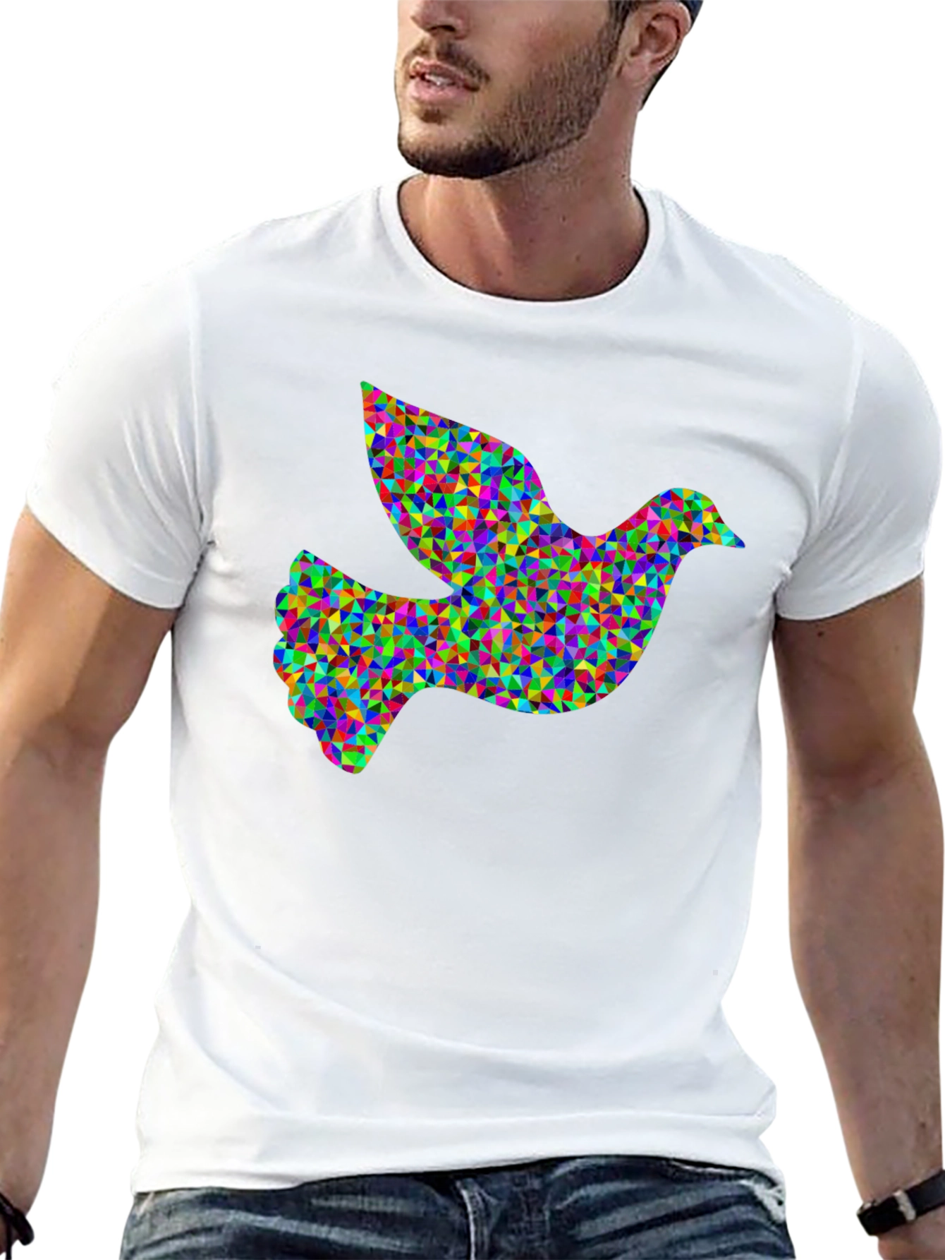Geometric Dove Graphic Black T-Shirt