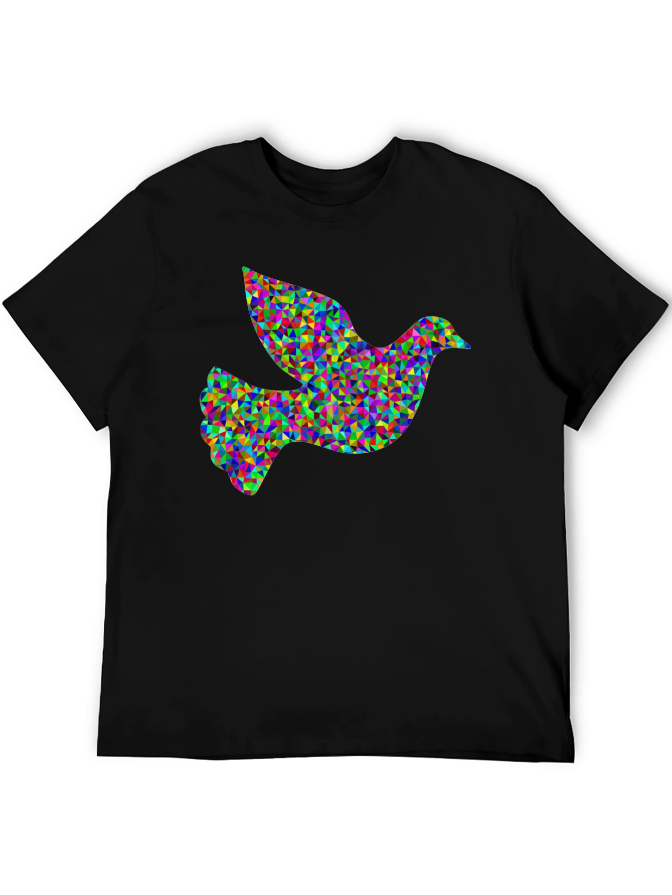 Geometric Dove Graphic Black T-Shirt