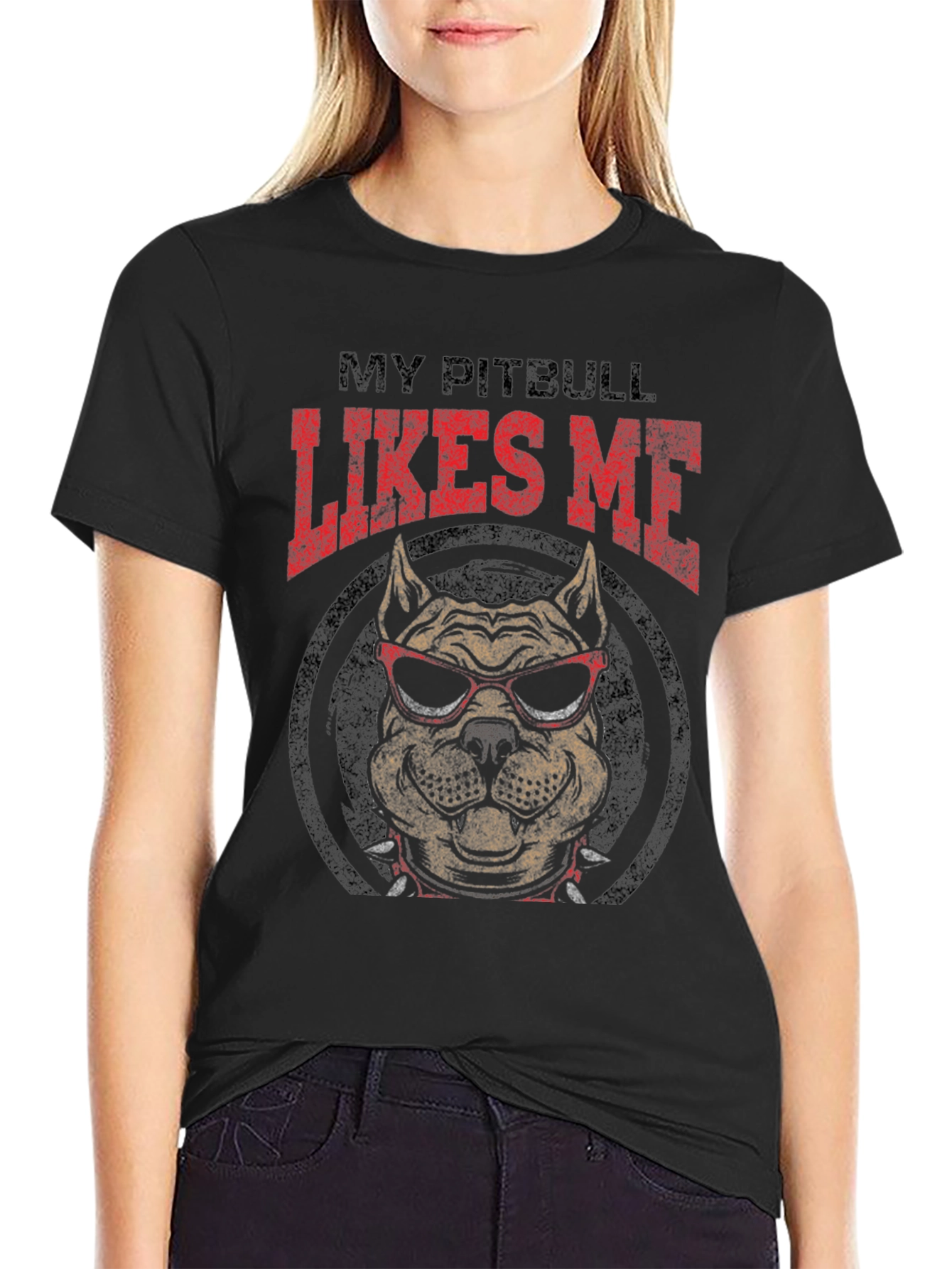 My Pitbull Likes Me Black T-Shirt