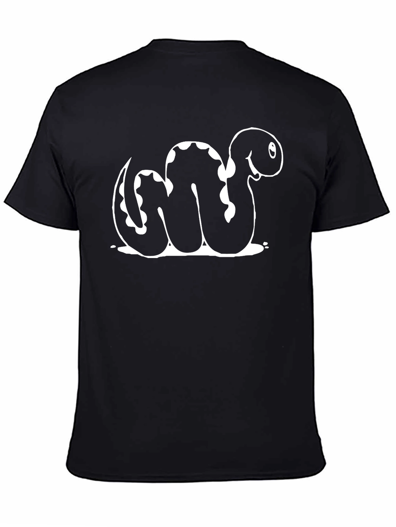 Cartoon Snake Graphic T-Shirt - Black Cotton Tee