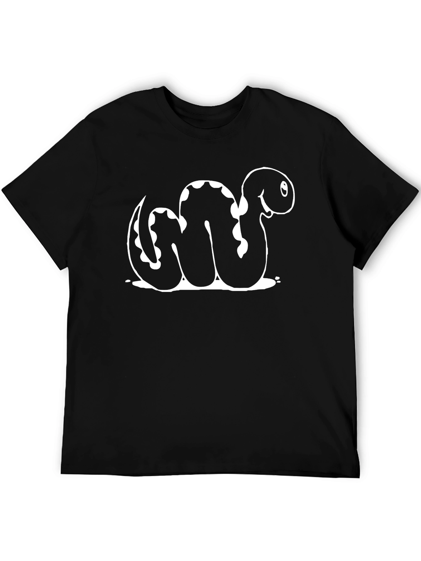 Cartoon Snake Graphic T-Shirt - Black Cotton Tee