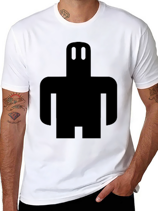 Geometric Robot Graphic Tee - Black