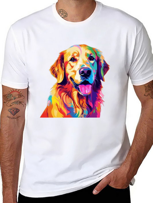 Golden Retriever Colorful Dog Graphic Black T-Shirt
