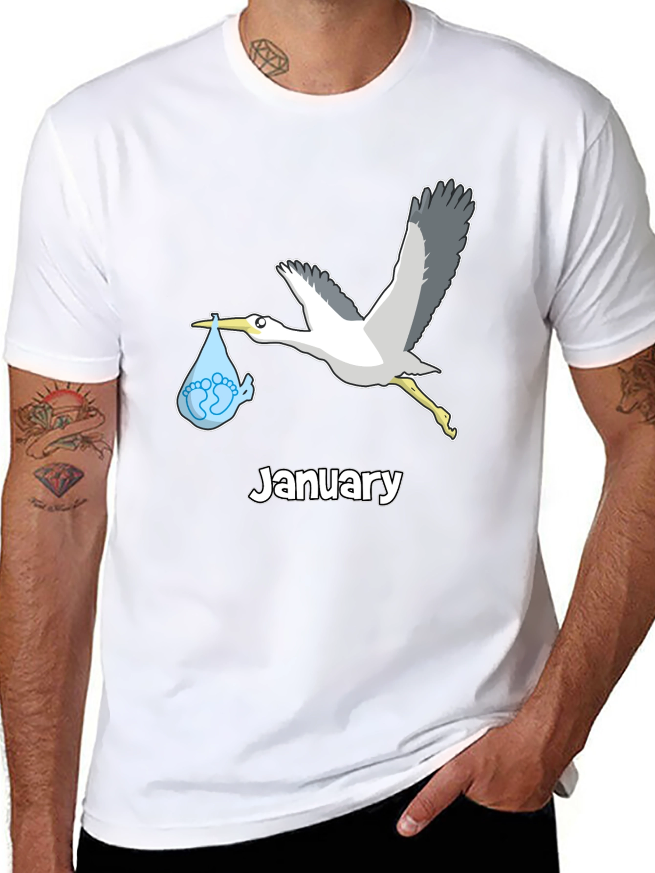 January Stork Baby T-Shirt