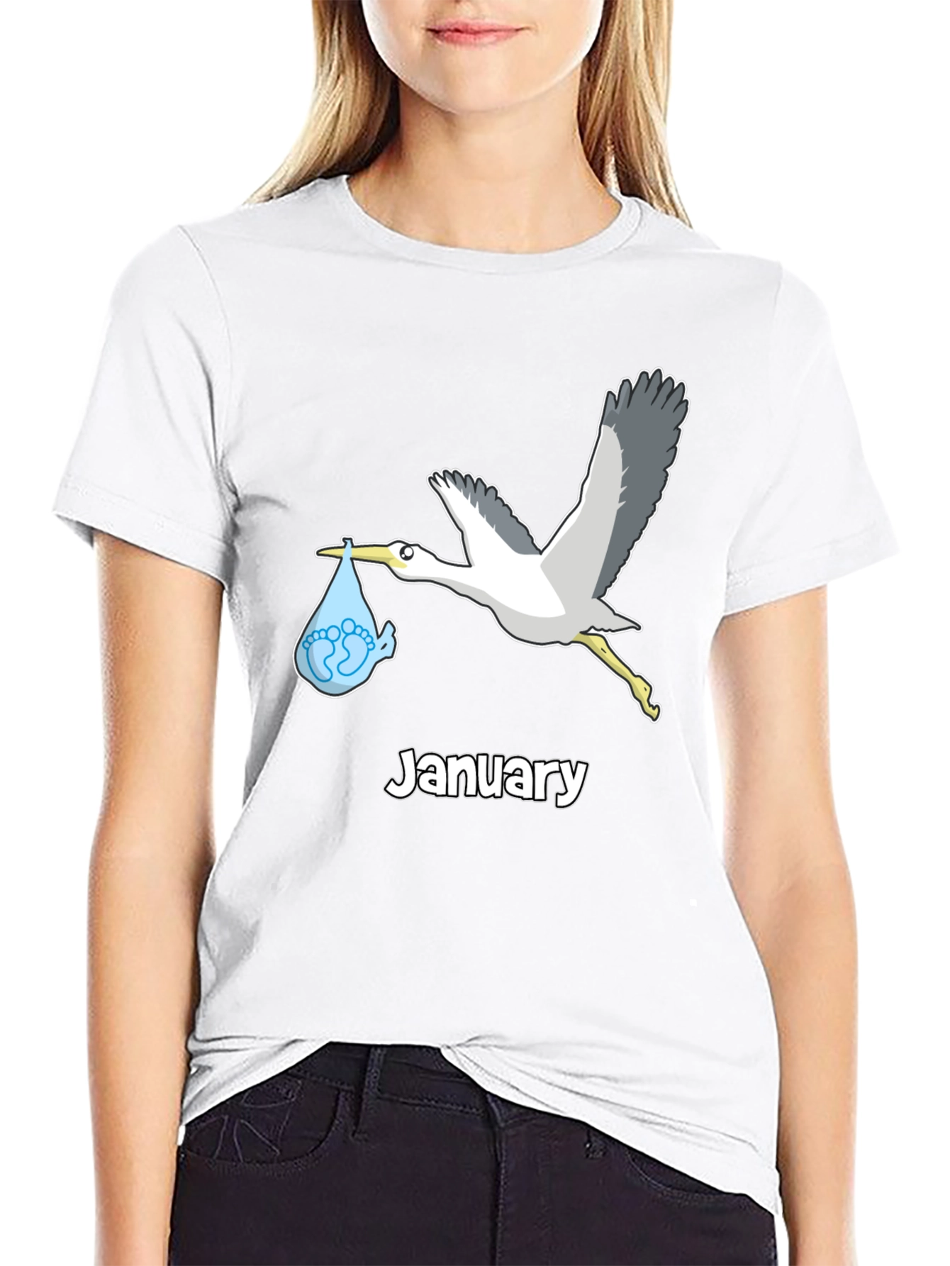 January Stork Baby T-Shirt
