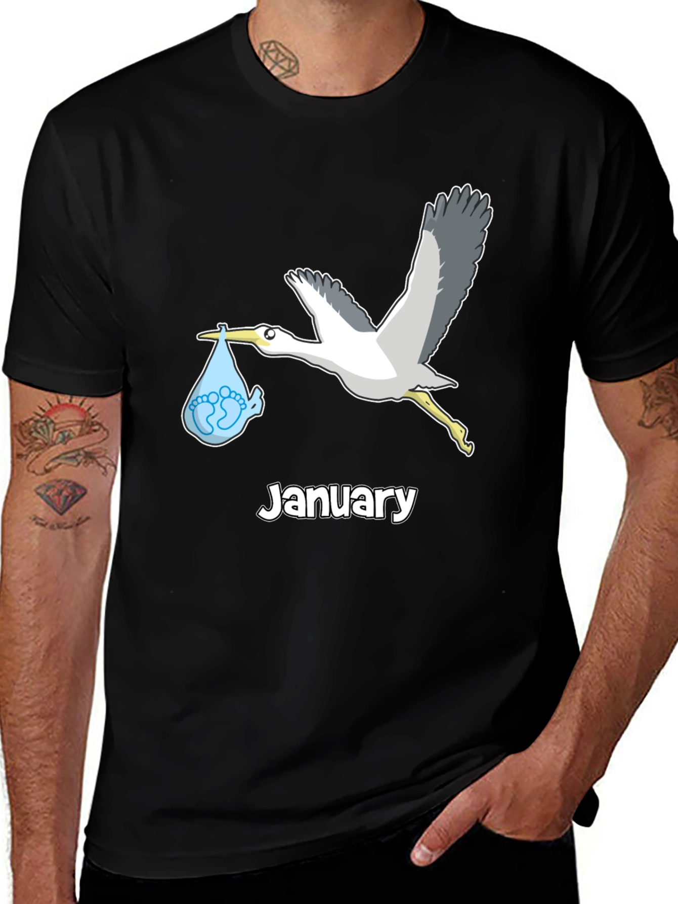 January Stork Baby T-Shirt