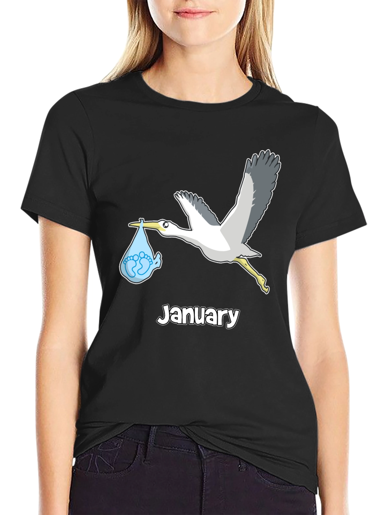 January Stork Baby T-Shirt
