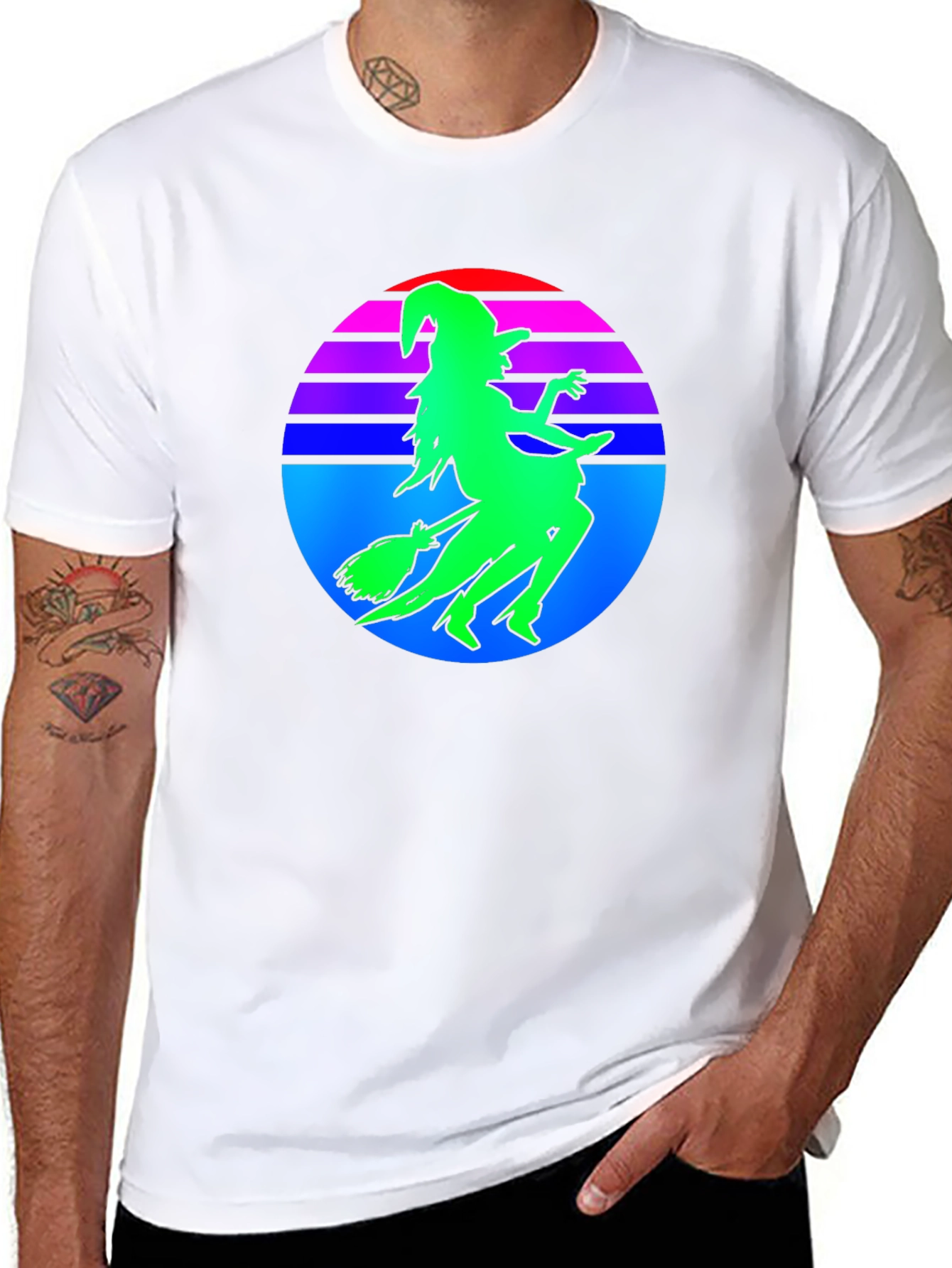 Retro Witch Silhouette T-Shirt - Halloween Style