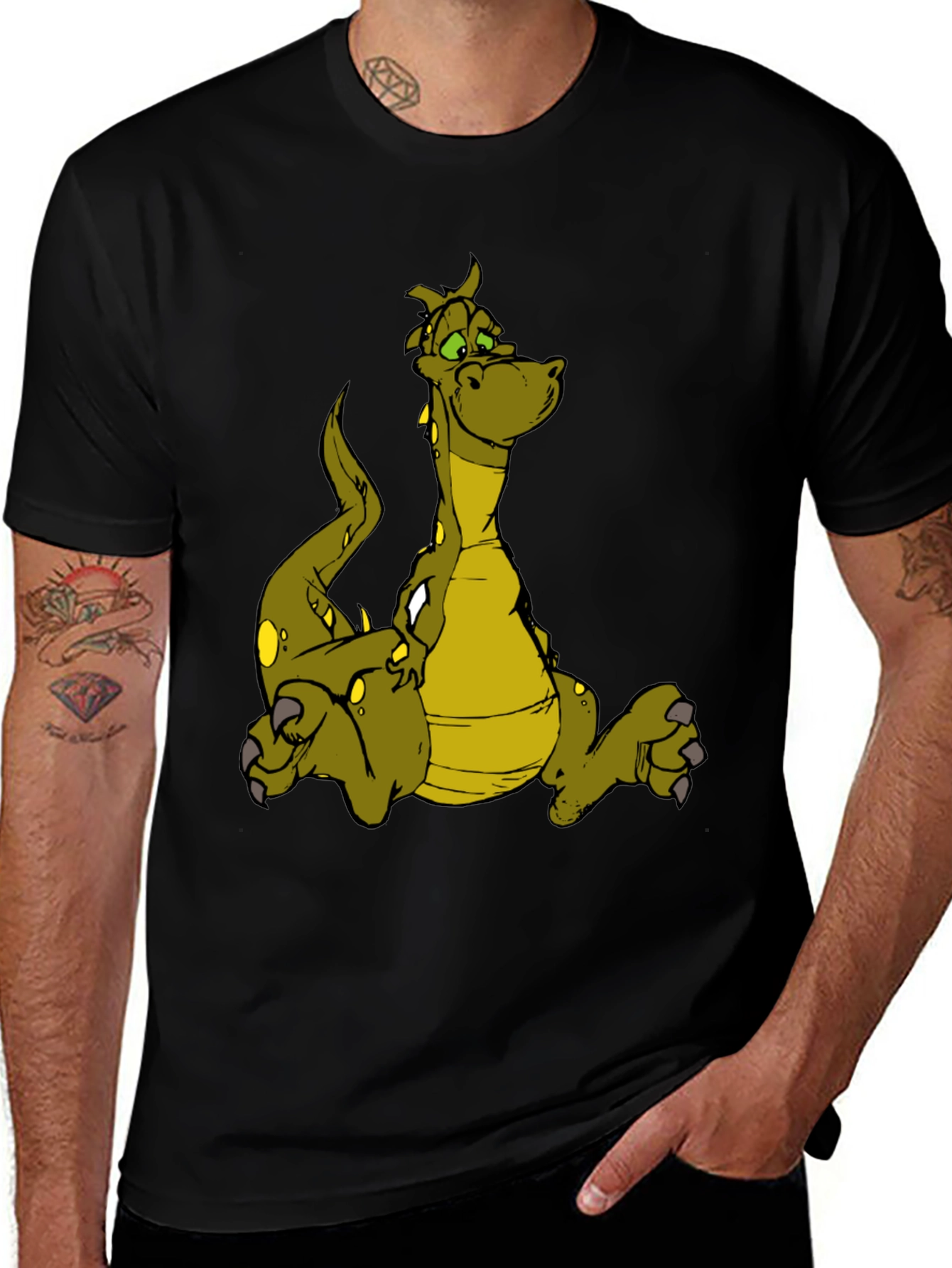 Dragon Graphic Tee - Black Cotton T-Shirt