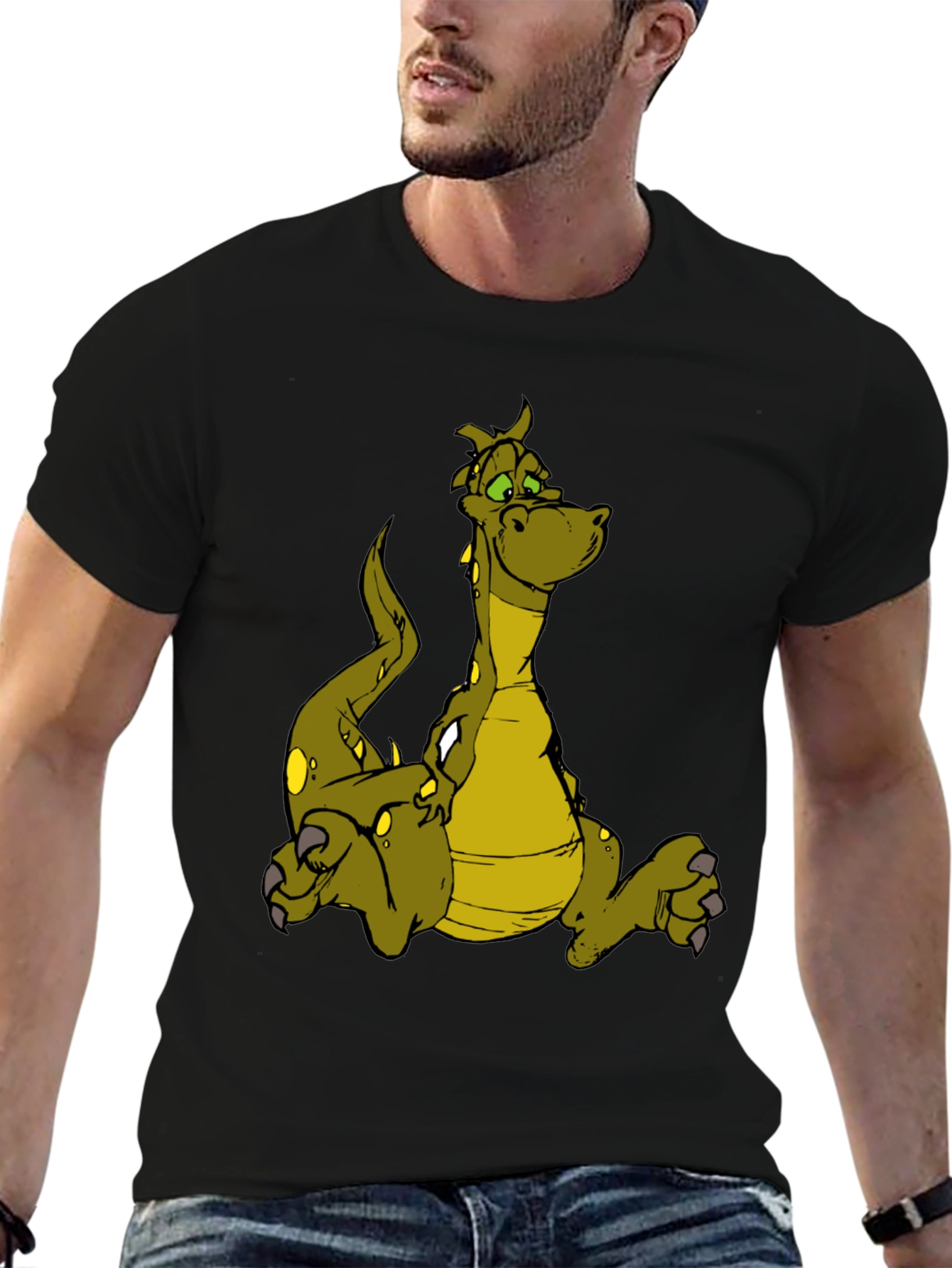 Dragon Graphic Tee - Black Cotton T-Shirt