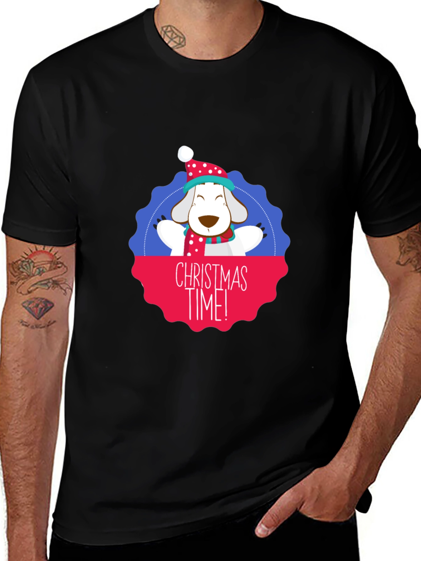 Christmas Time Dog Graphic T-Shirt