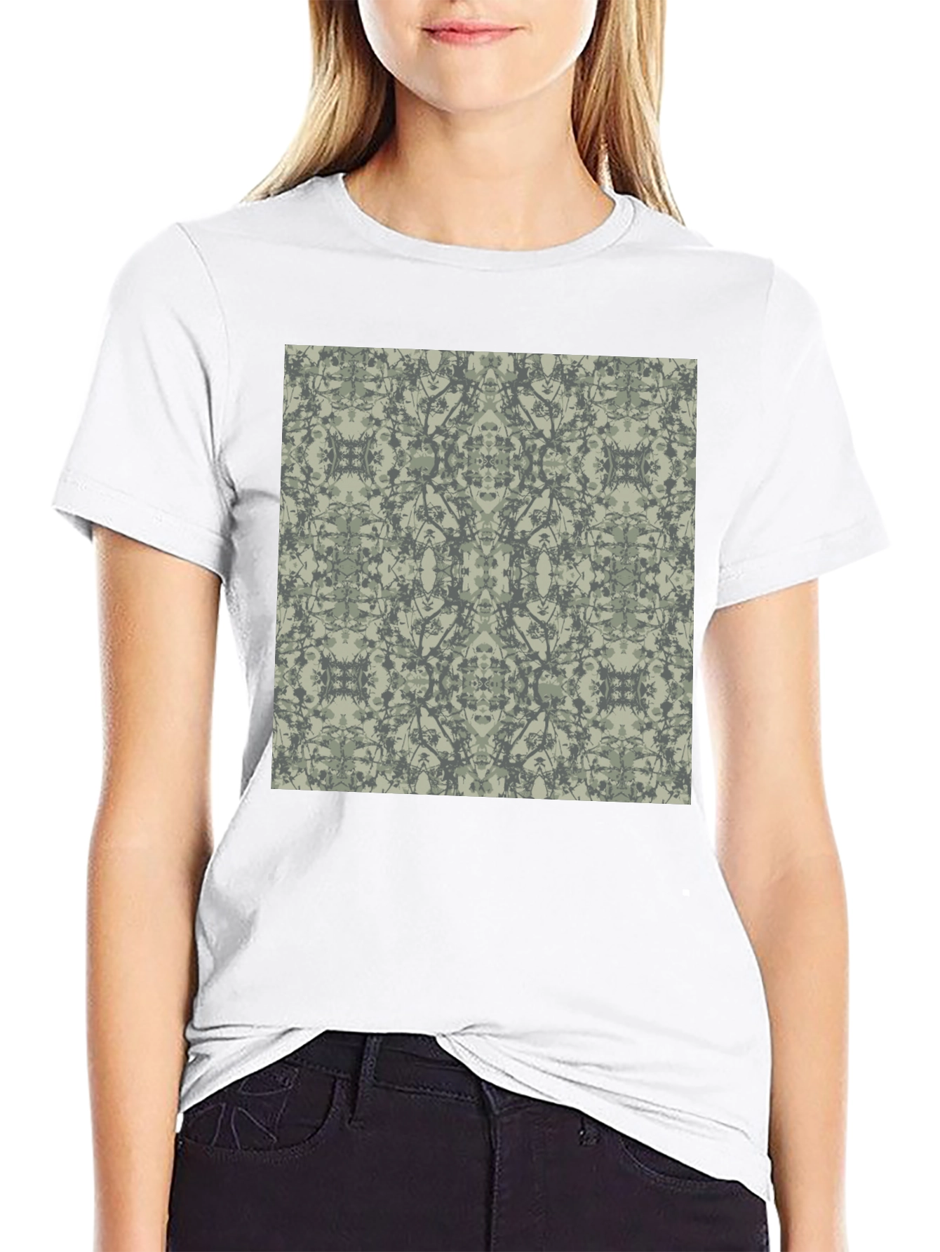 Modern Pattern T-Shirt - Black Crew Neck Tee