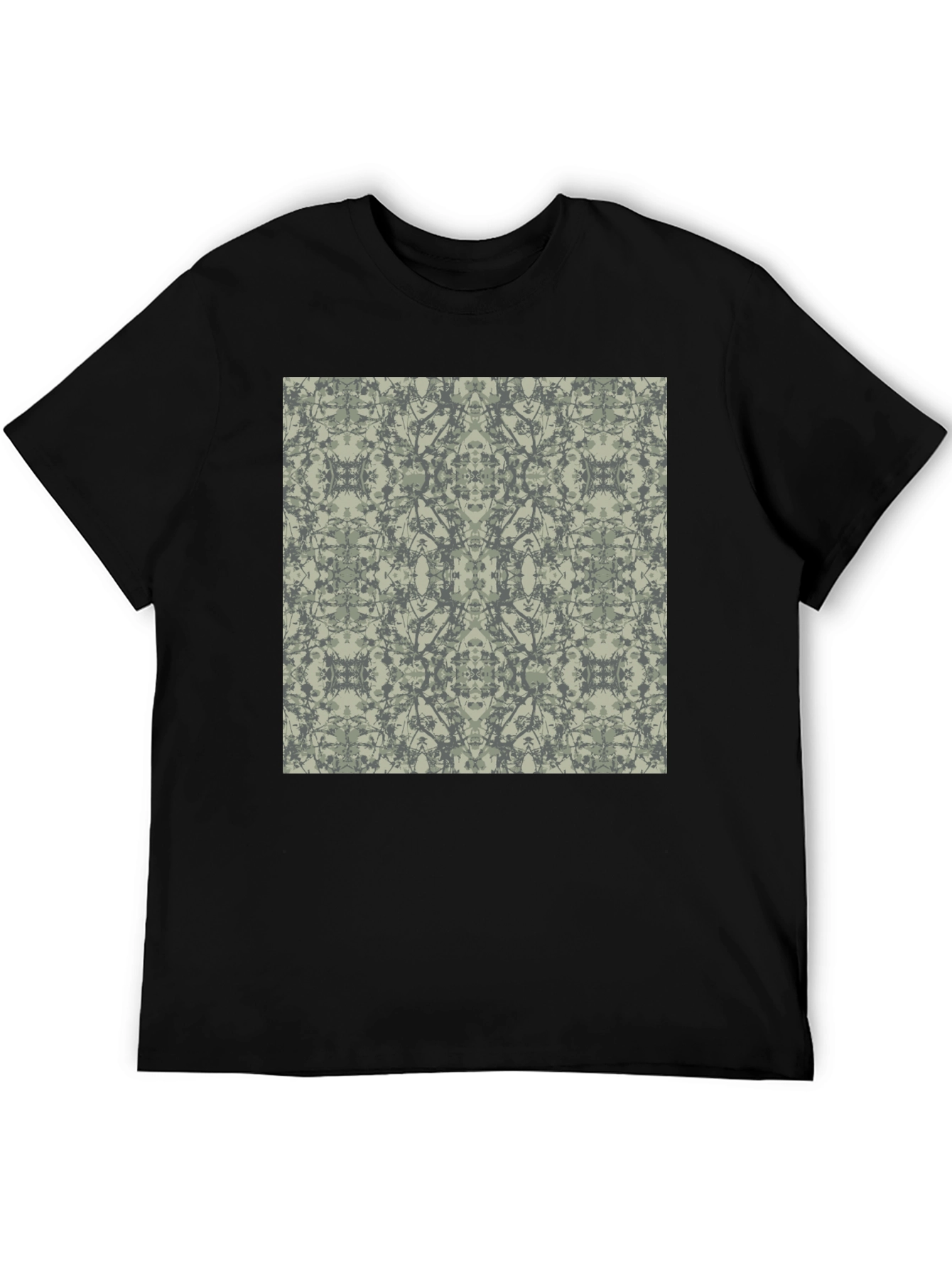 Modern Pattern T-Shirt - Black Crew Neck Tee