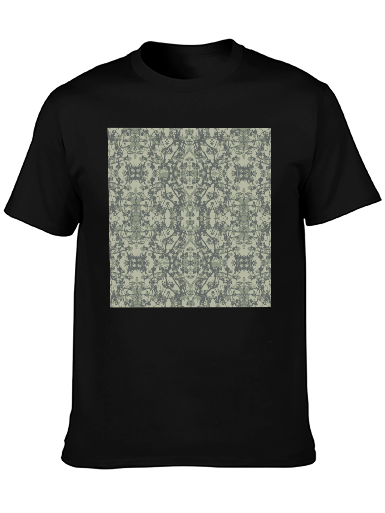 Modern Pattern T-Shirt - Black Crew Neck Tee