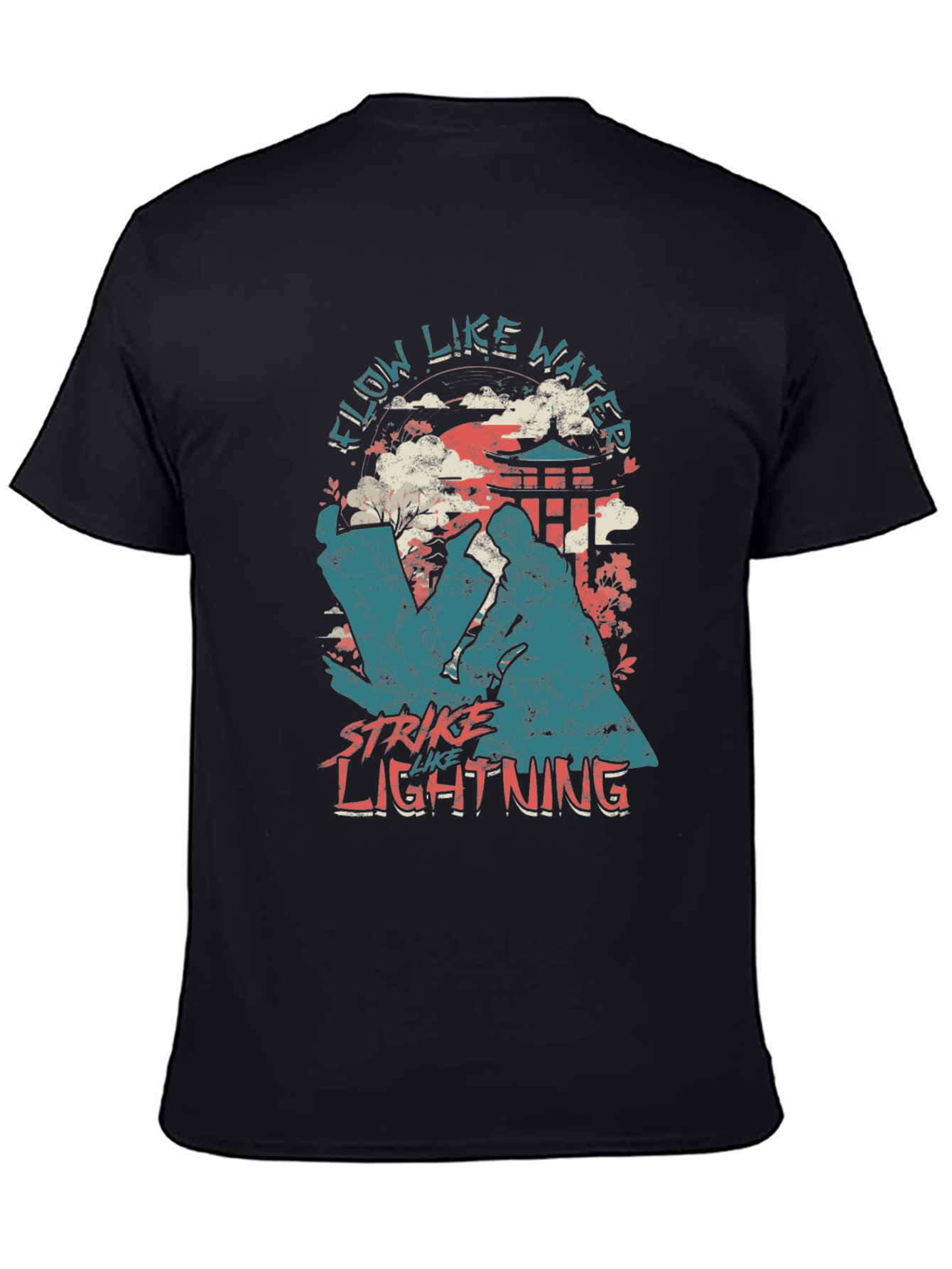 Flow Like Water Strike Like Lightning Black T-Shirt