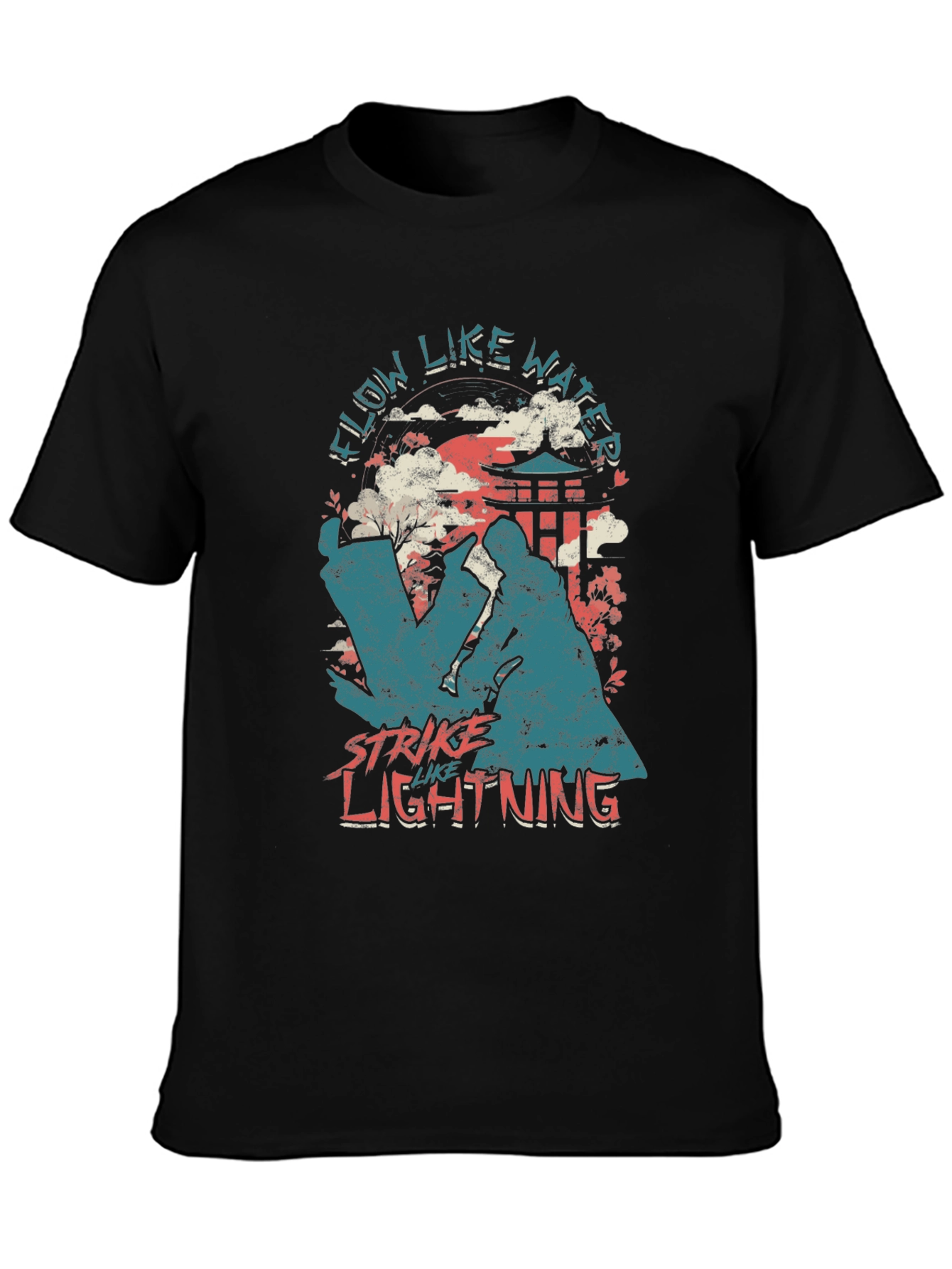 Flow Like Water Strike Like Lightning Black T-Shirt