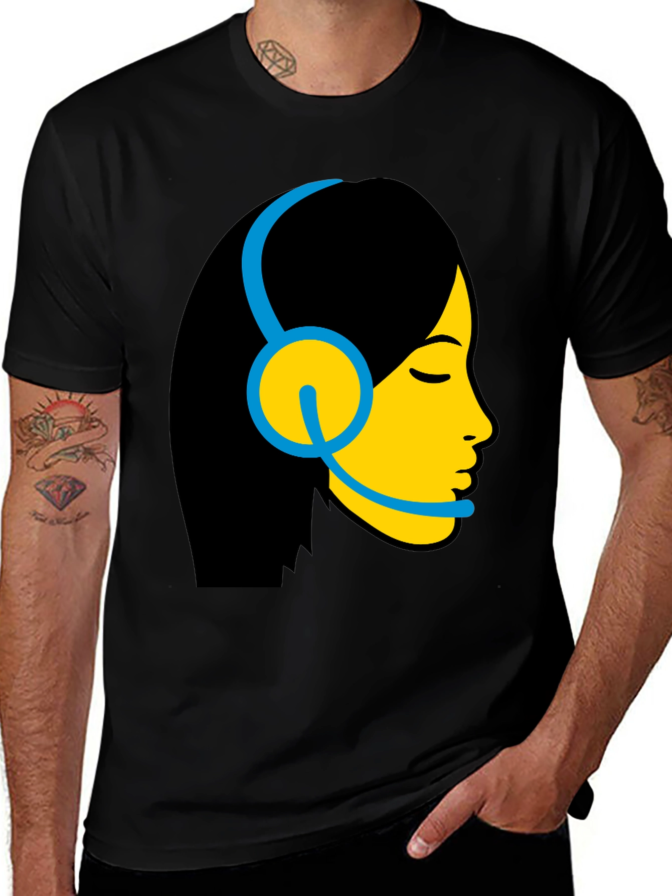 Cool Graphic Tee - Woman with Headset Design