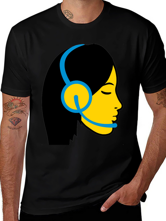 Cool Graphic Tee - Woman with Headset Design