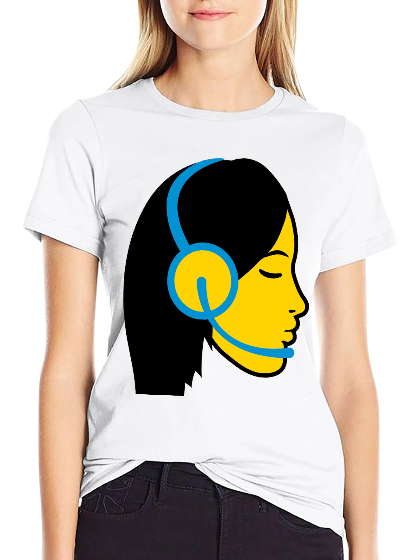 Cool Graphic Tee - Woman with Headset Design