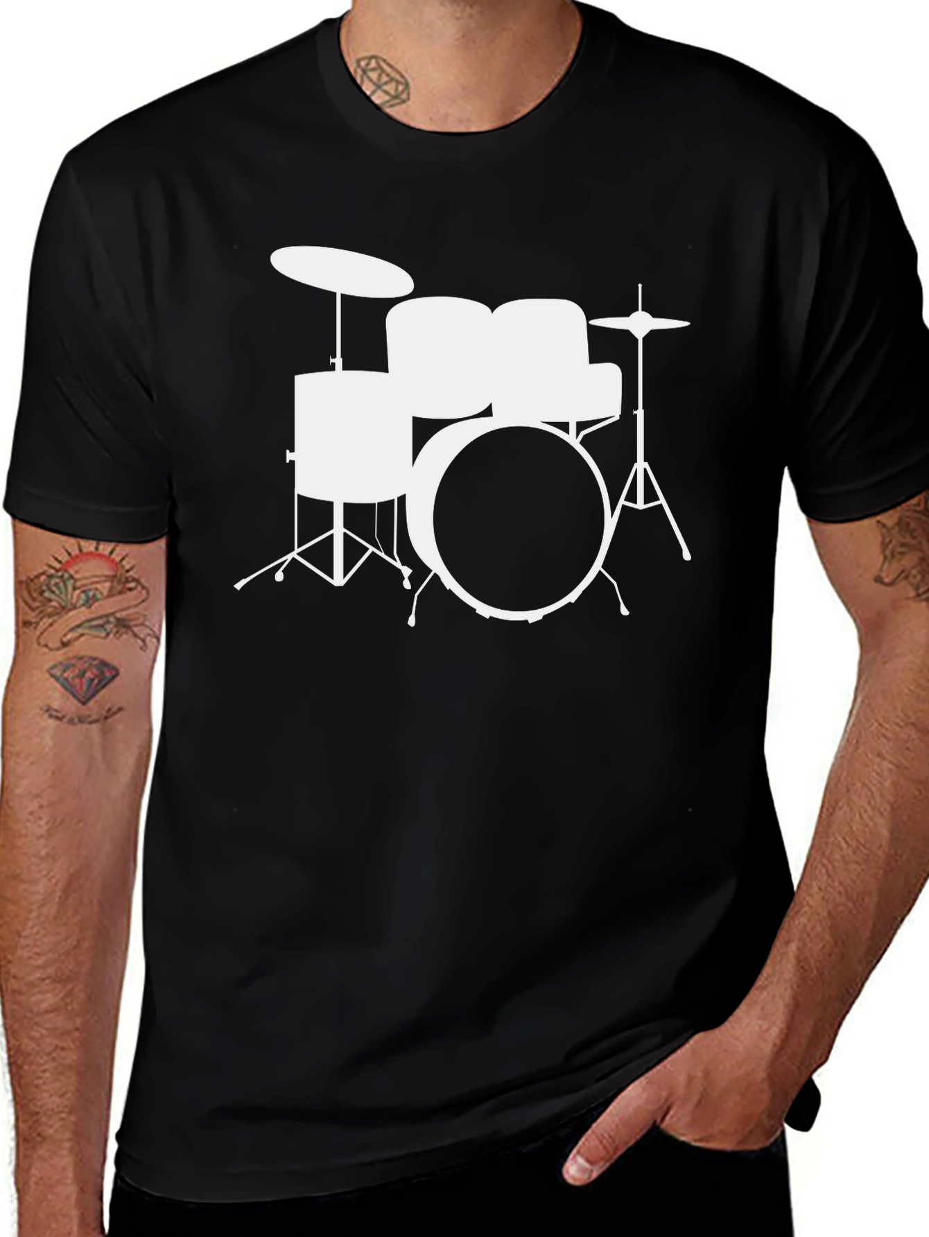 Drum Set Graphic Black T-Shirt