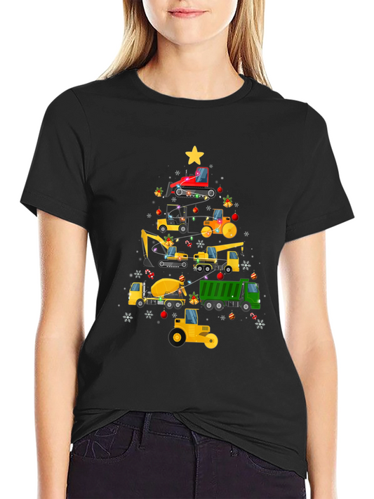 Construction Trucks Christmas Tree T-Shirt
