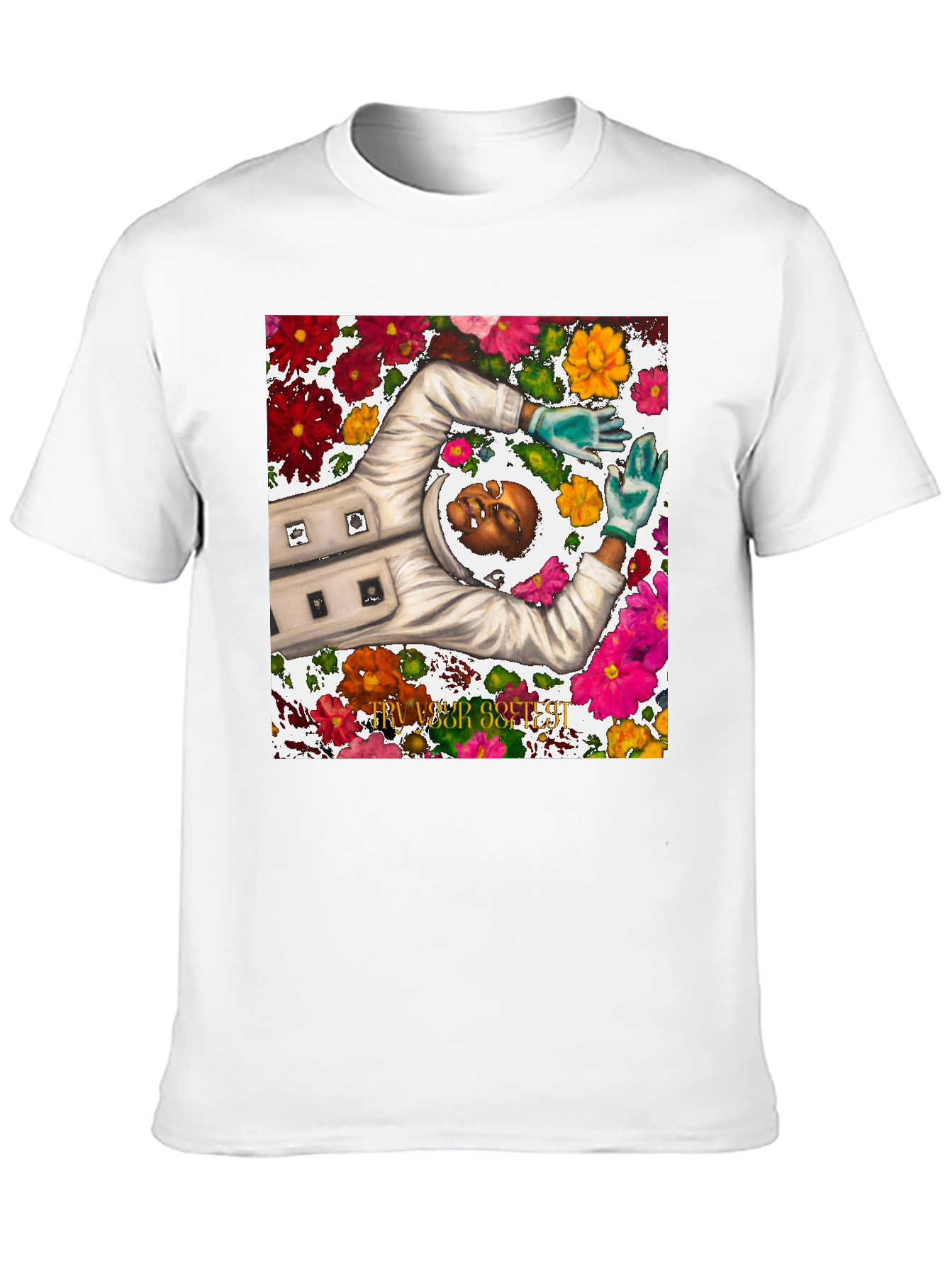 Astronaut Floral Graphic Tee - Unique Spaceman Design
